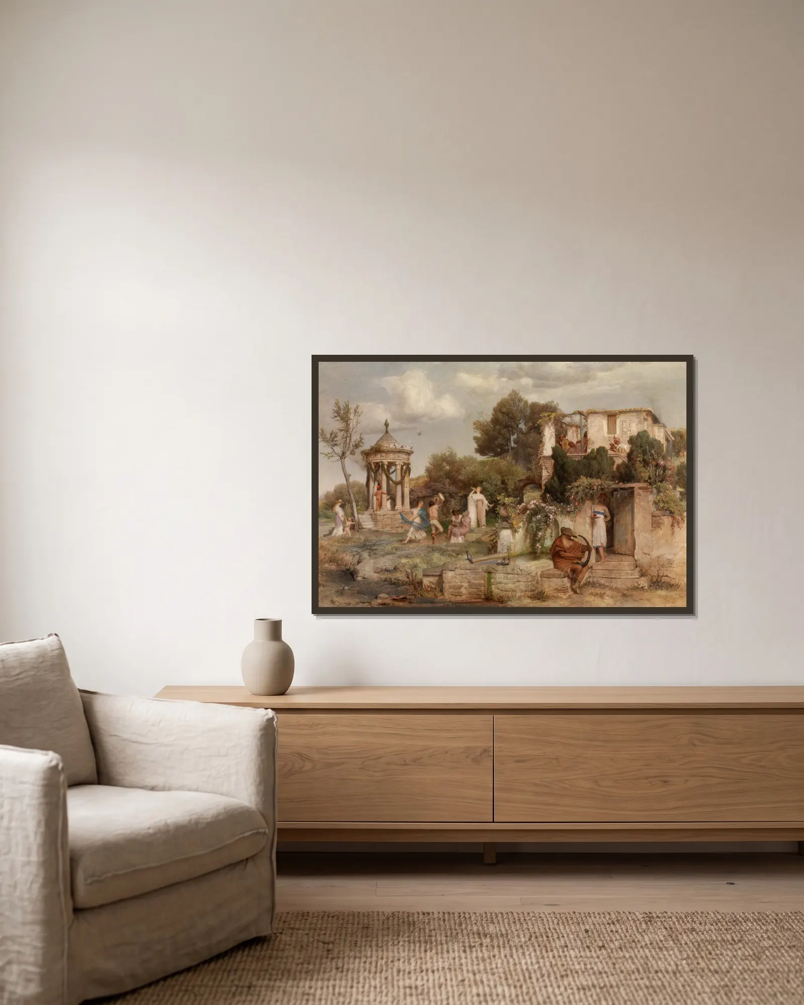 Roman wine tavern av Arnold Böcklin inramad på en vägg