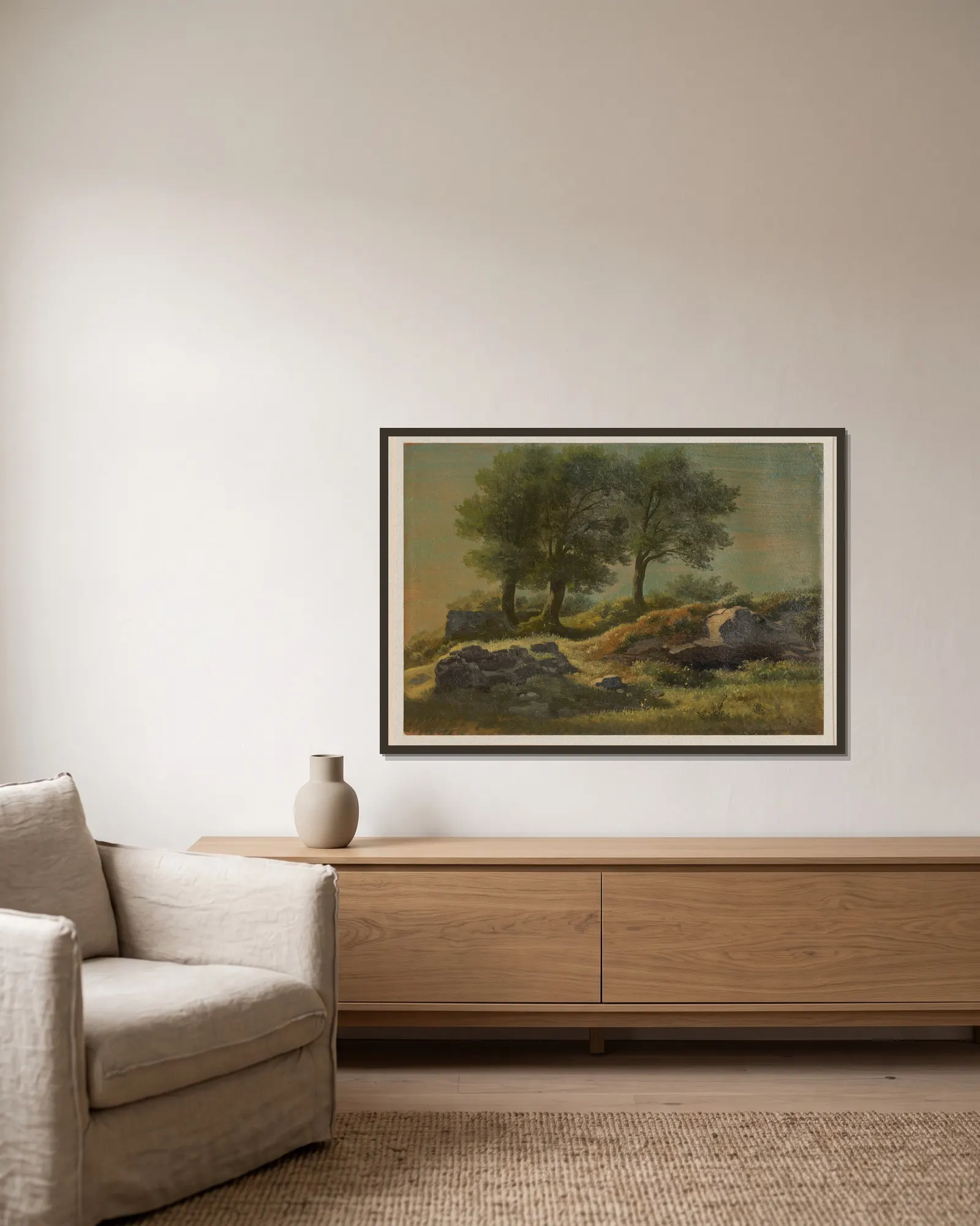 Three trees av Arthur Blaschnik inramad på en vägg
