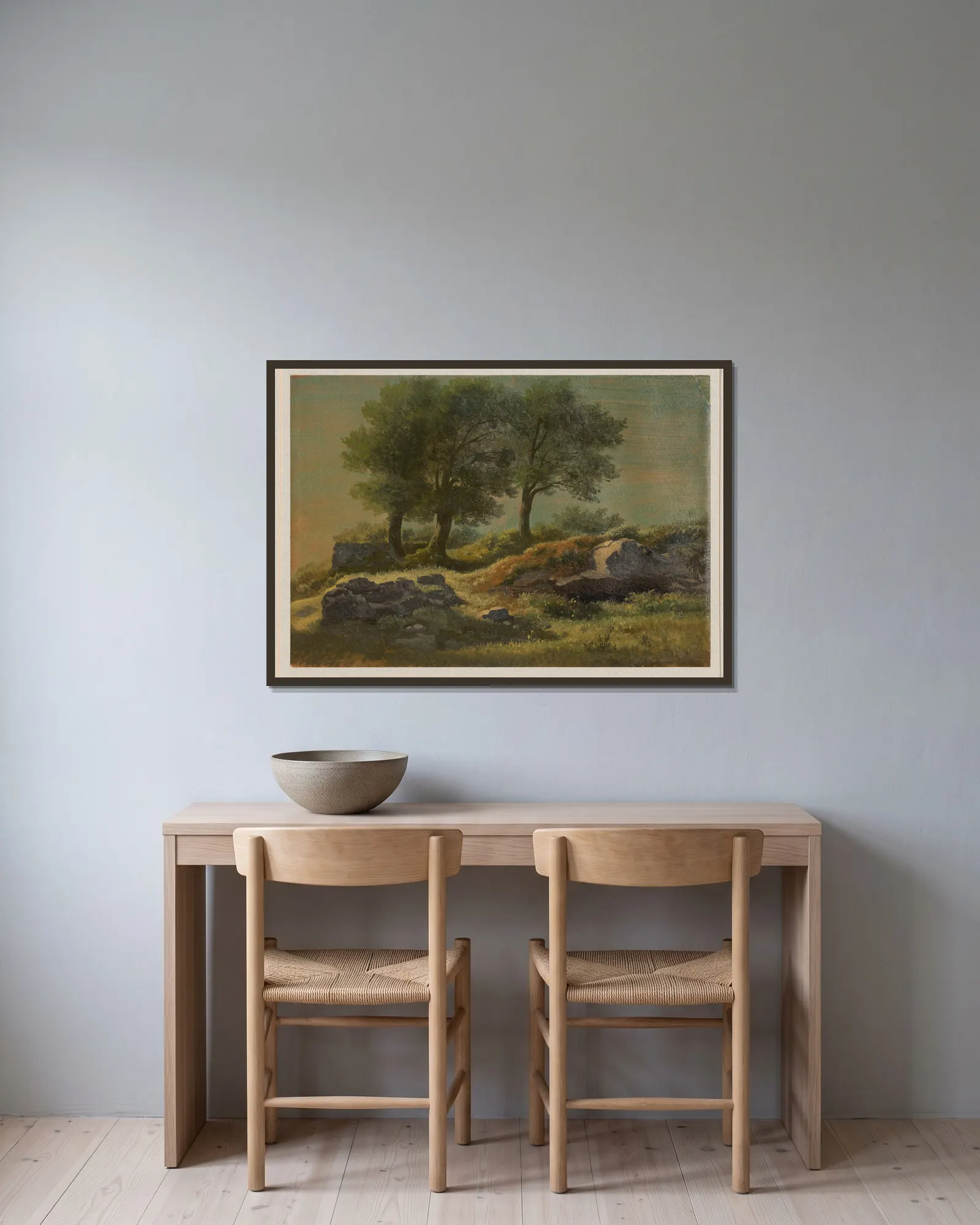 Three trees av Arthur Blaschnik inramad på en vägg