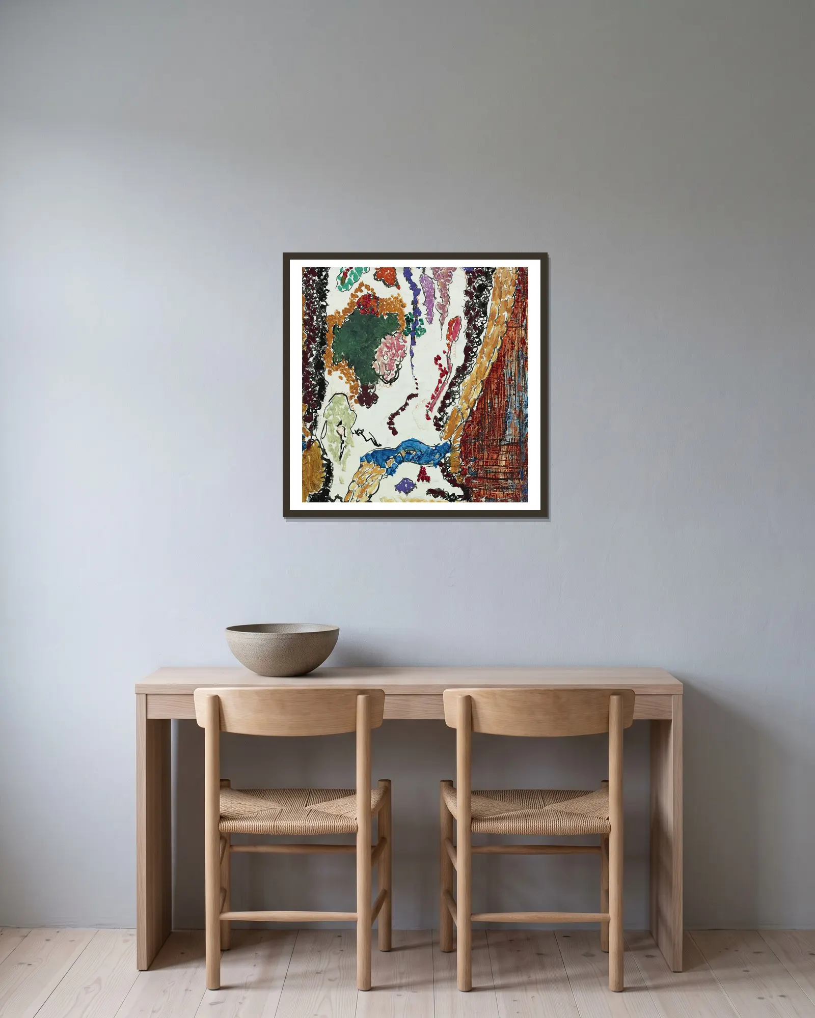 Chair av Arthur Dove inramad på en vägg