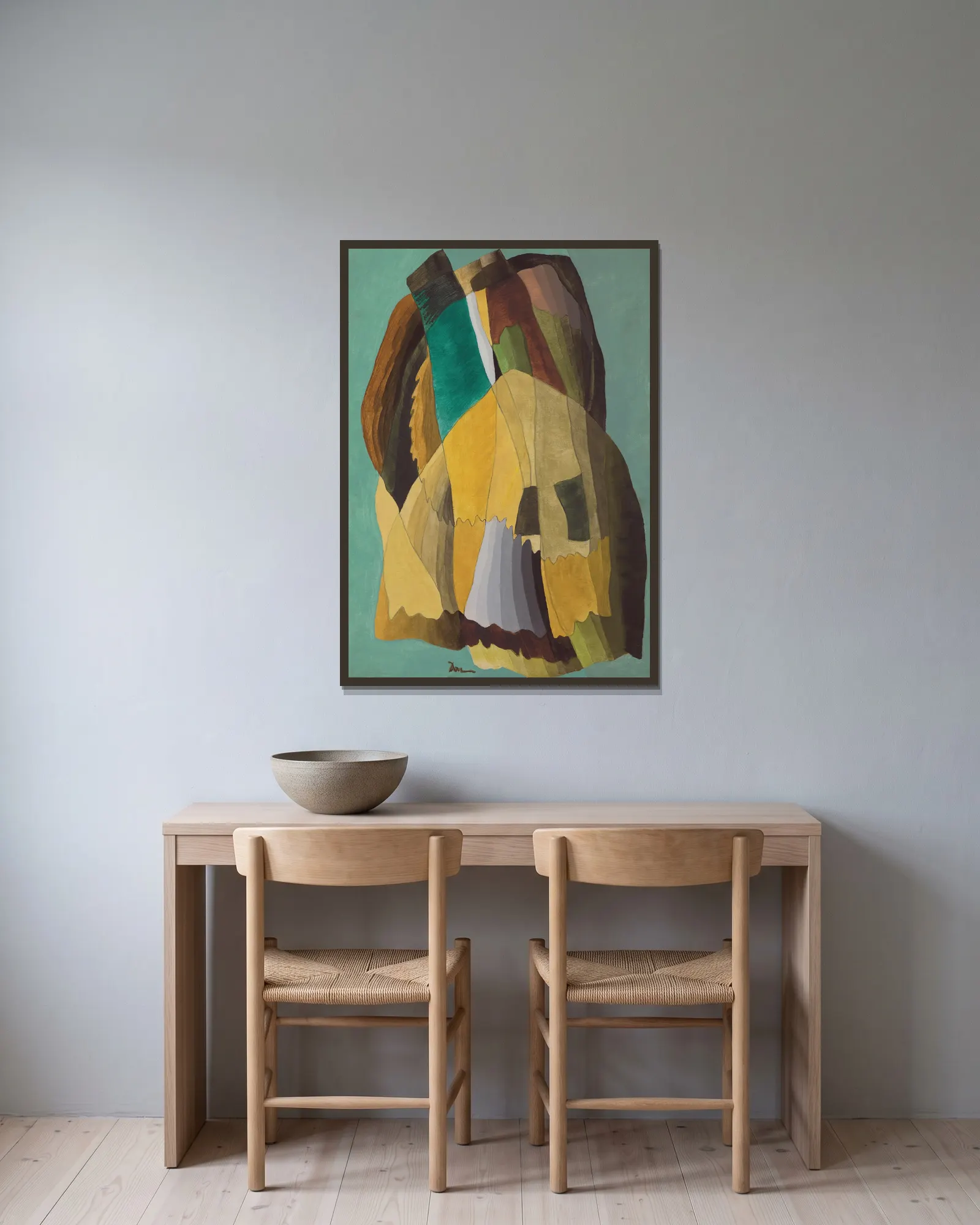 Shore Road av Arthur Dove inramad på en vägg