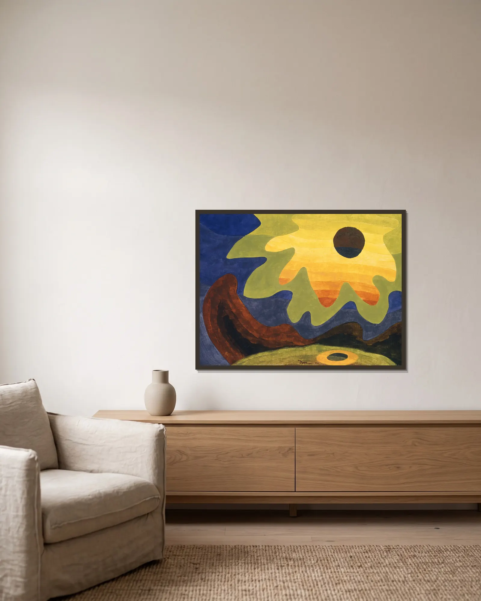 Sun av Arthur Dove inramad på en vägg
