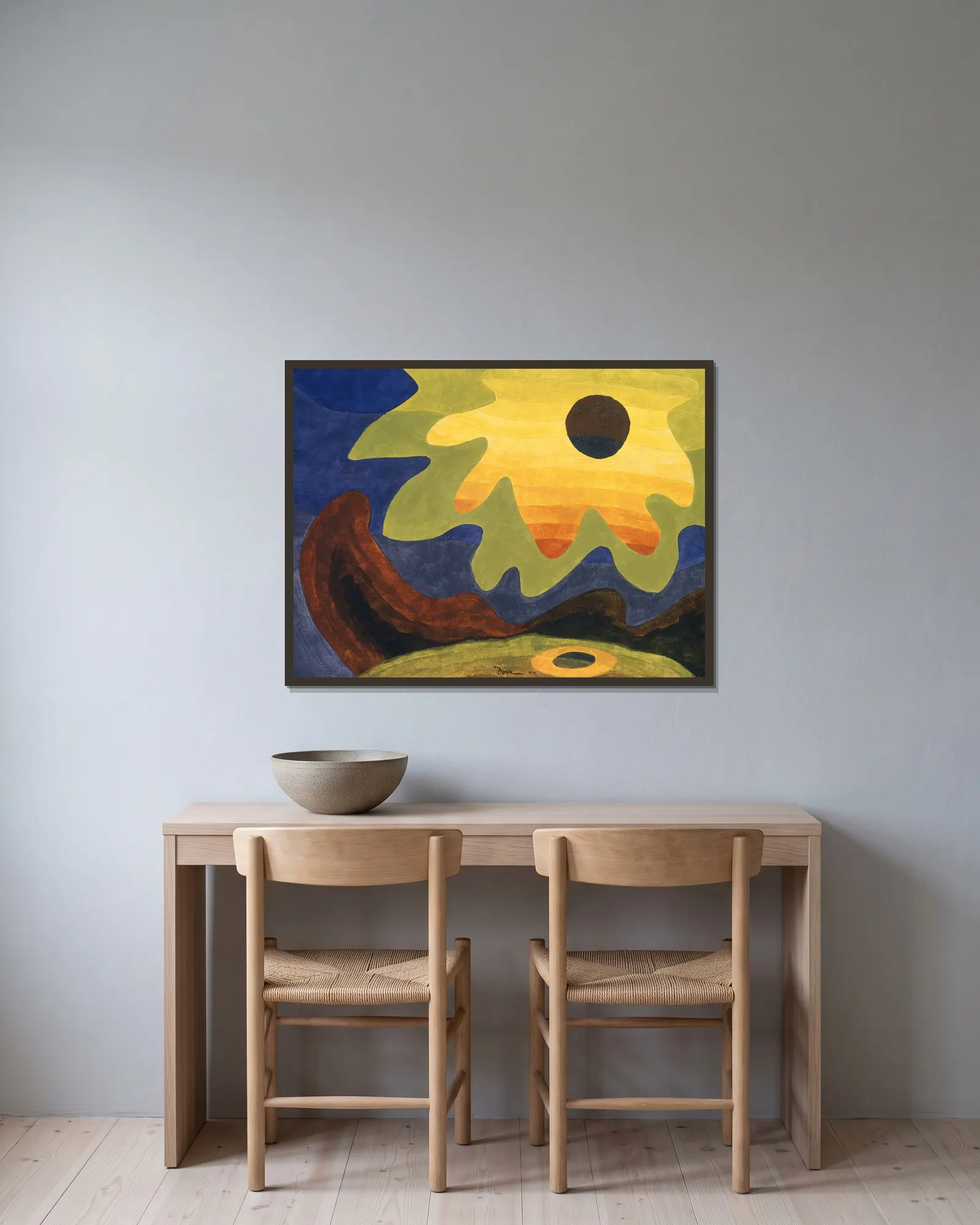Sun av Arthur Dove inramad på en vägg