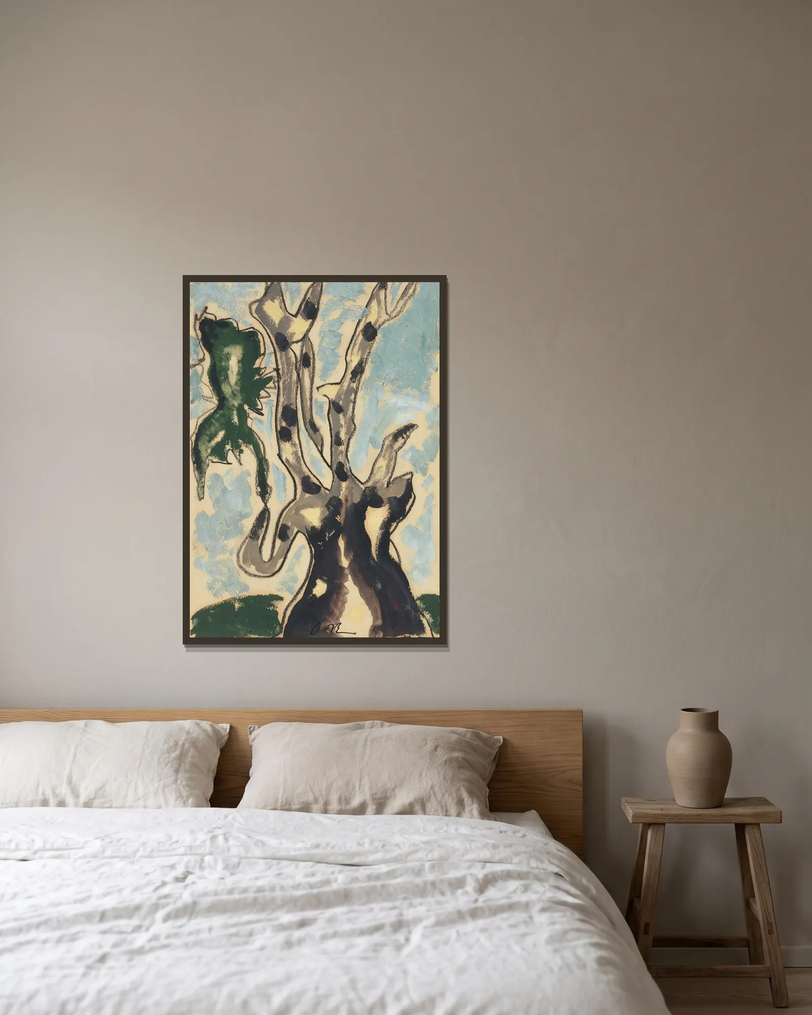 Sycamore av Arthur Dove inramad på en vägg