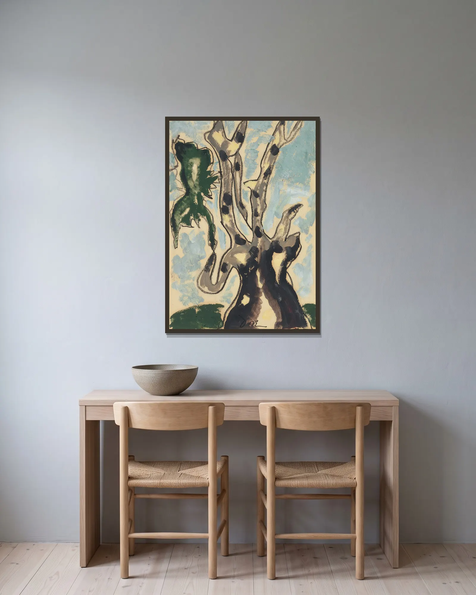 Sycamore av Arthur Dove inramad på en vägg