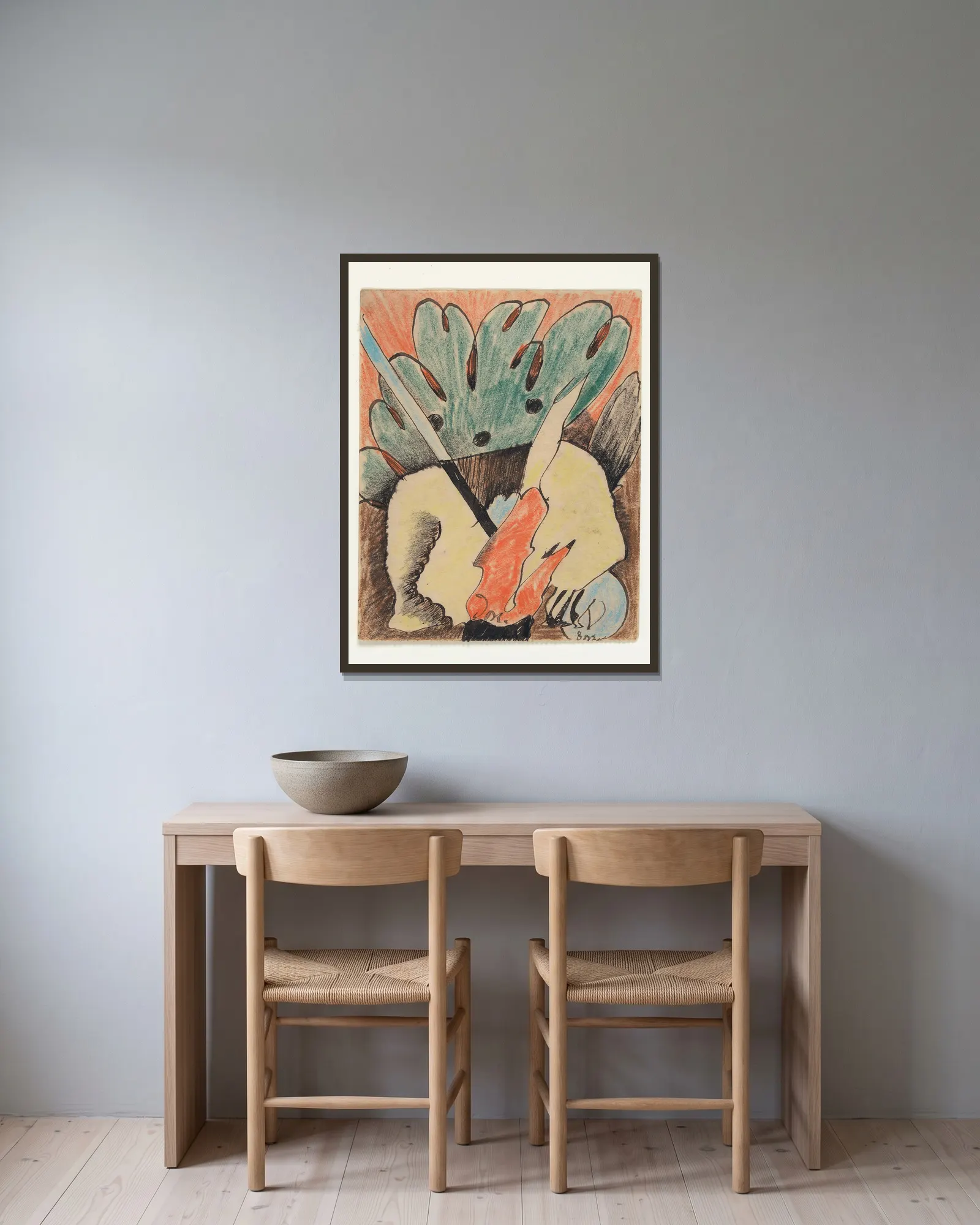 Untitled av Arthur Dove inramad på en vägg