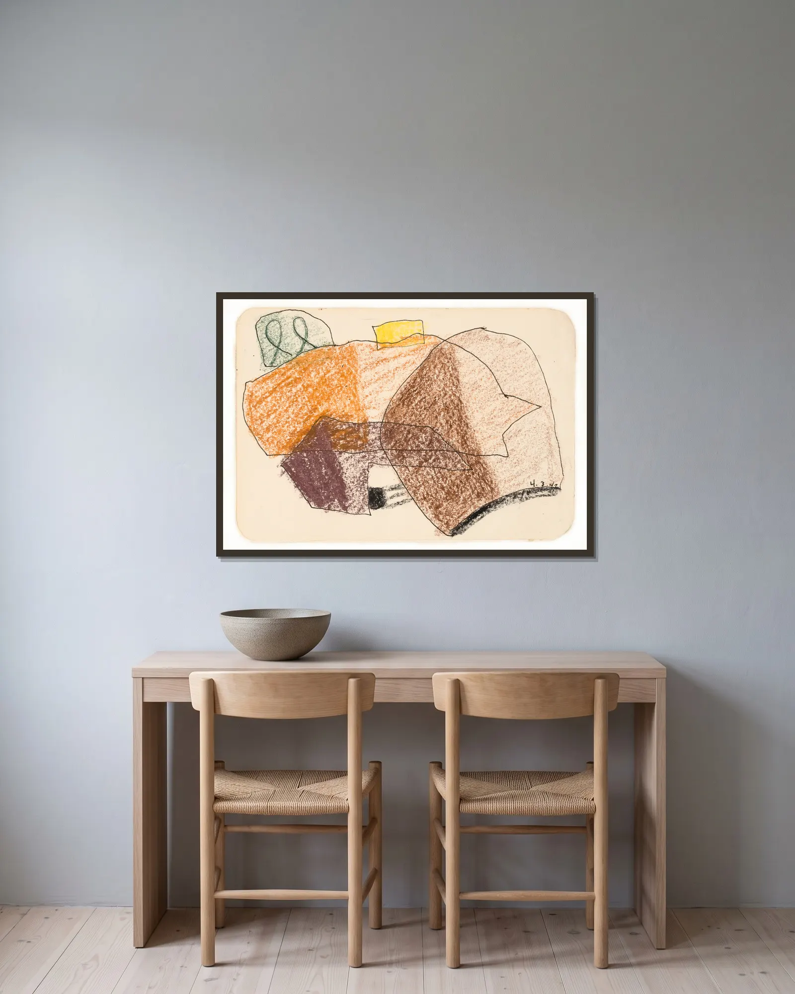Untitled av Arthur Dove inramad på en vägg