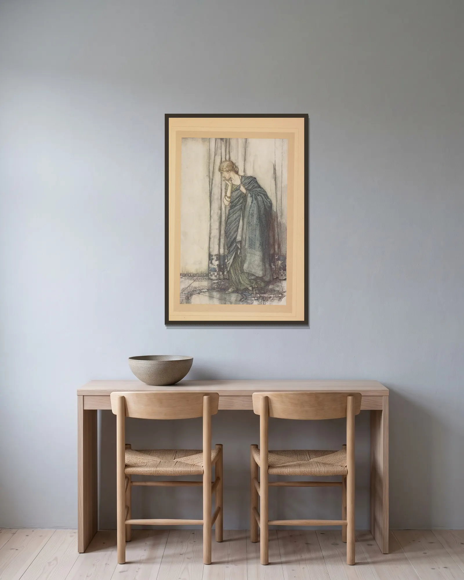 Hélène av Arthur Rackham inramad på en vägg