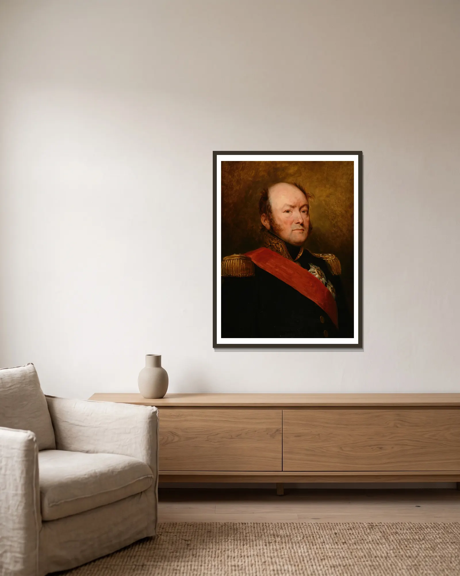Comte Drouet d’Erlon av Ary Scheffer inramad på en vägg