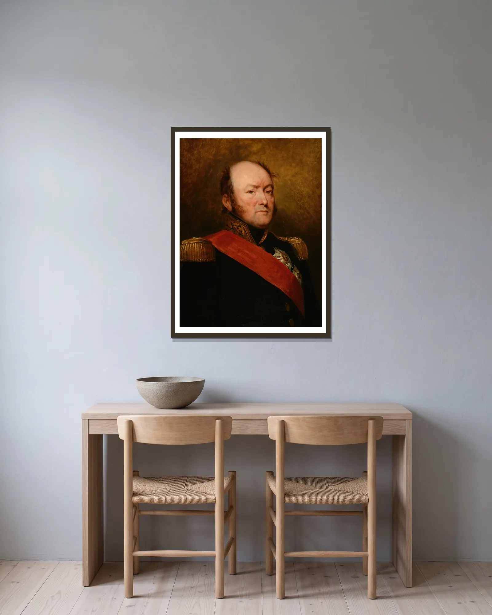 Comte Drouet d’Erlon av Ary Scheffer inramad på en vägg