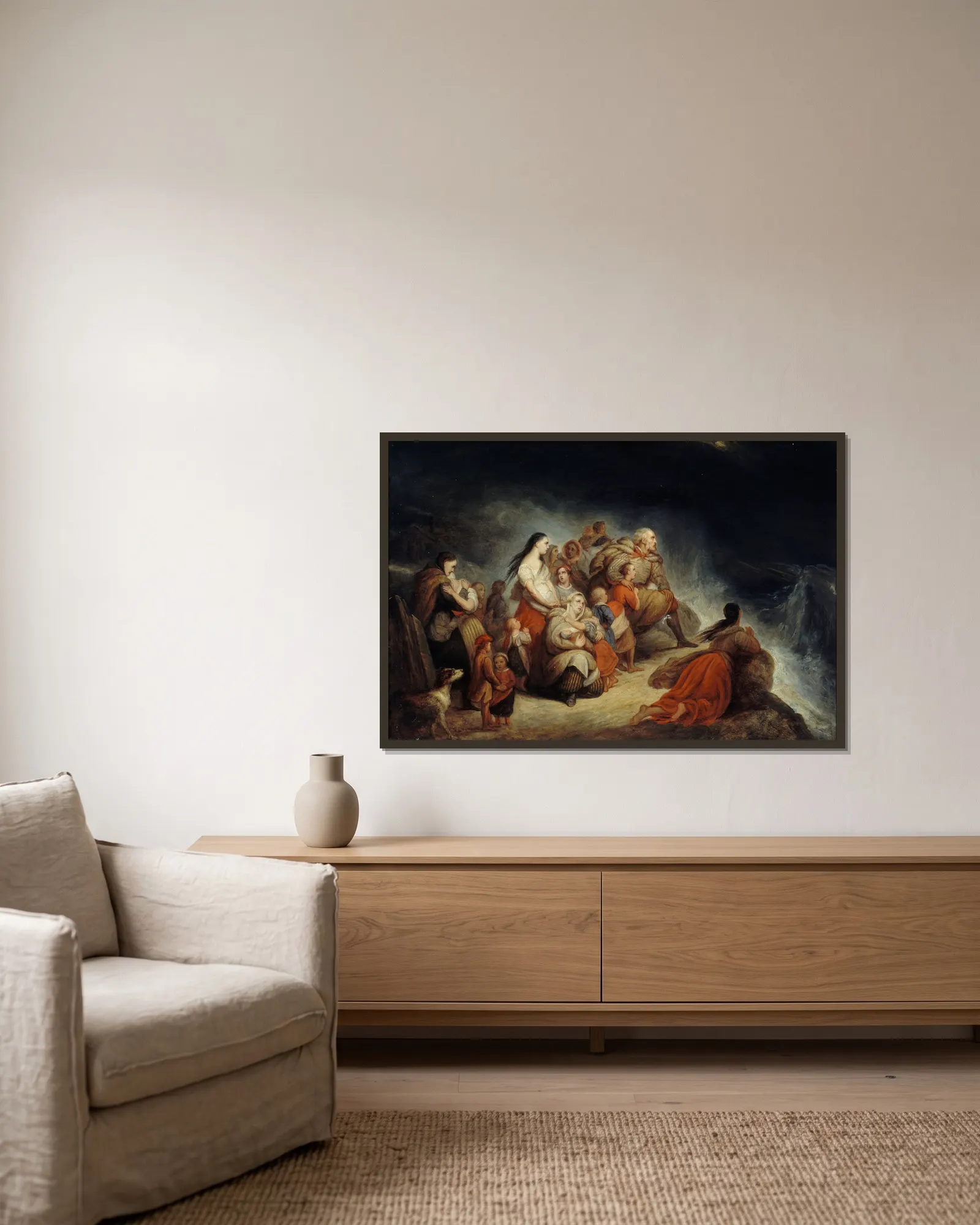 Storm av Ary Scheffer inramad på en vägg