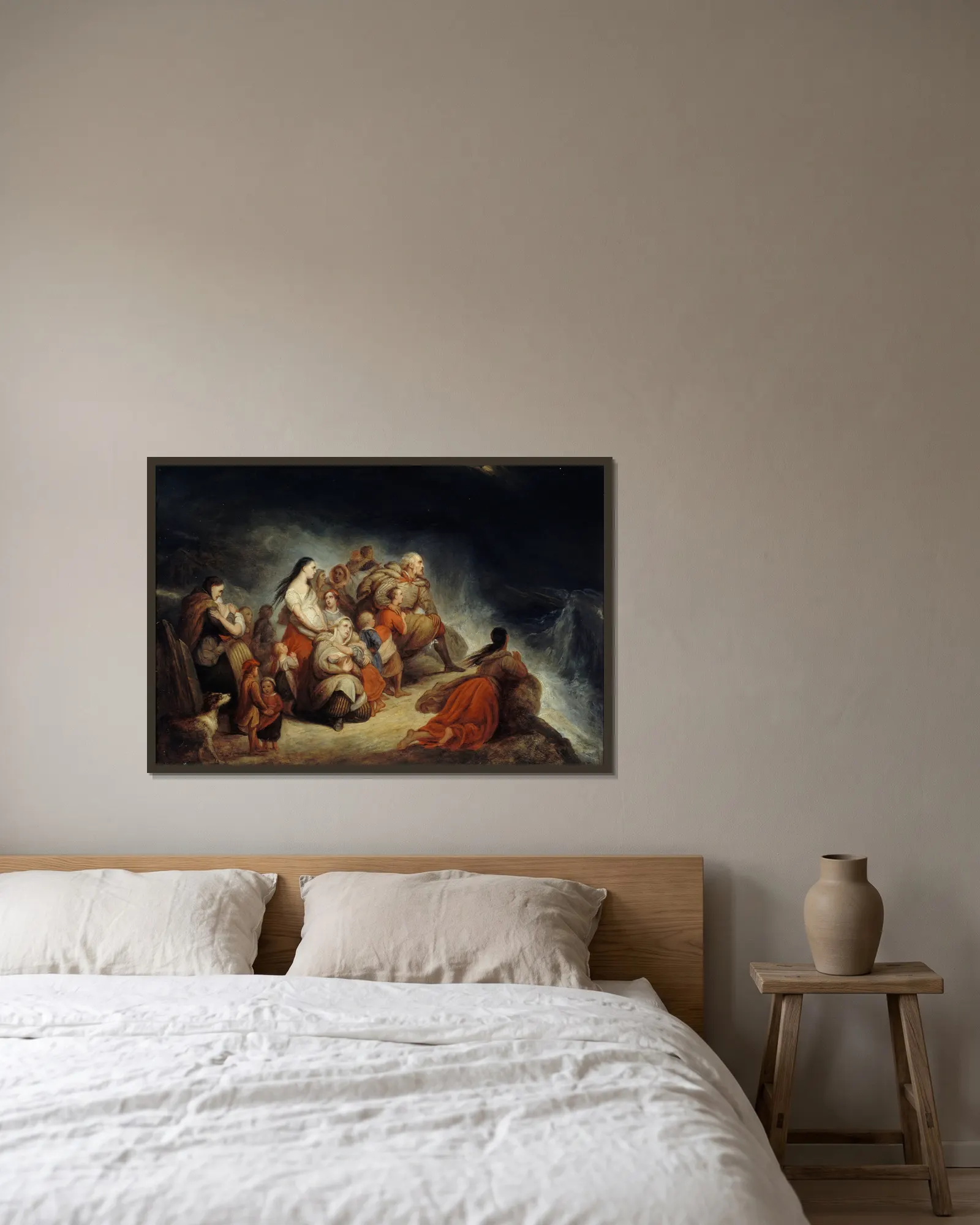 Storm av Ary Scheffer inramad på en vägg