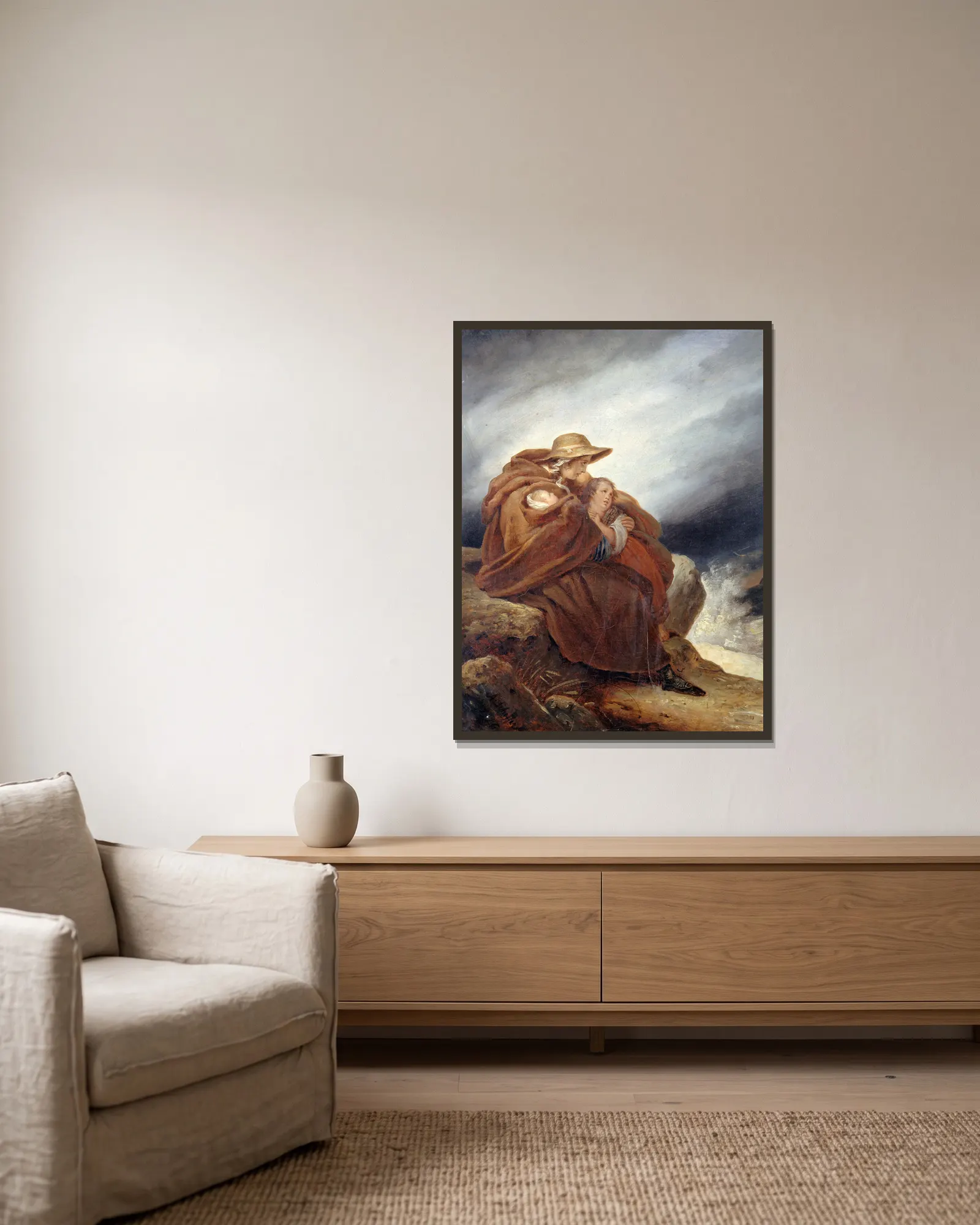 The sailor’s family av Ary Scheffer inramad på en vägg