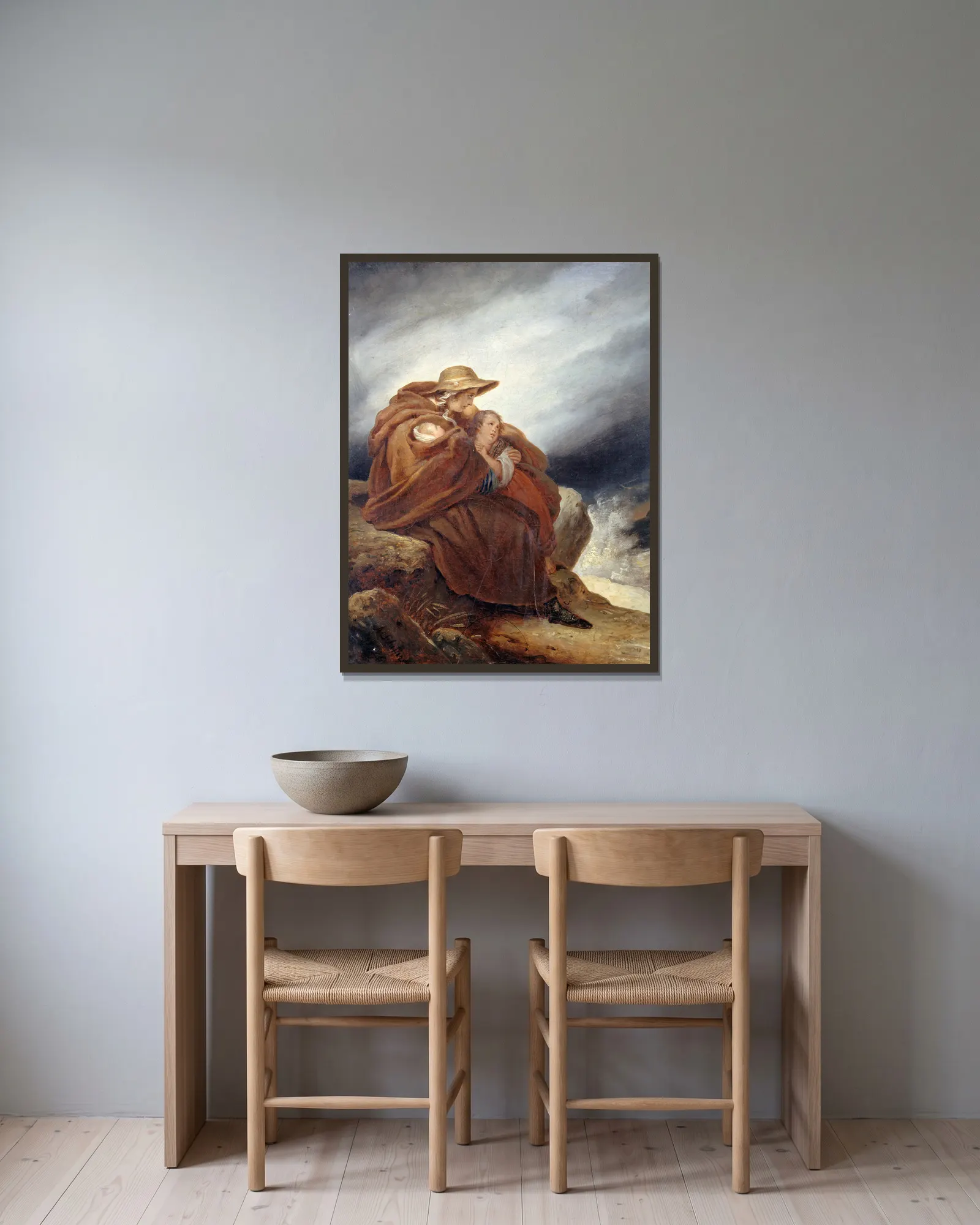 The sailor’s family av Ary Scheffer inramad på en vägg