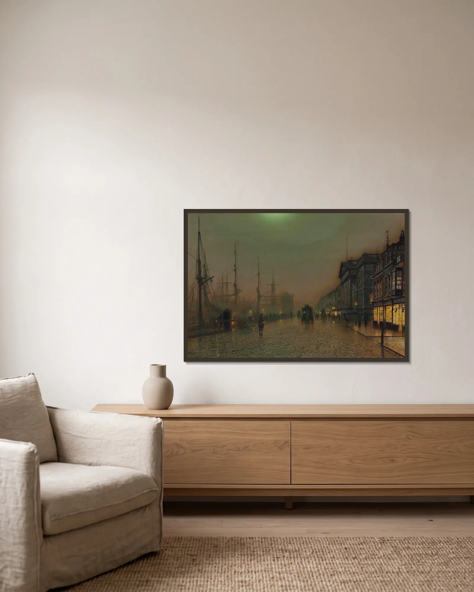Reekie, Glasgow – nr 2 av John Atkinson Grimshaw inramad på en vägg