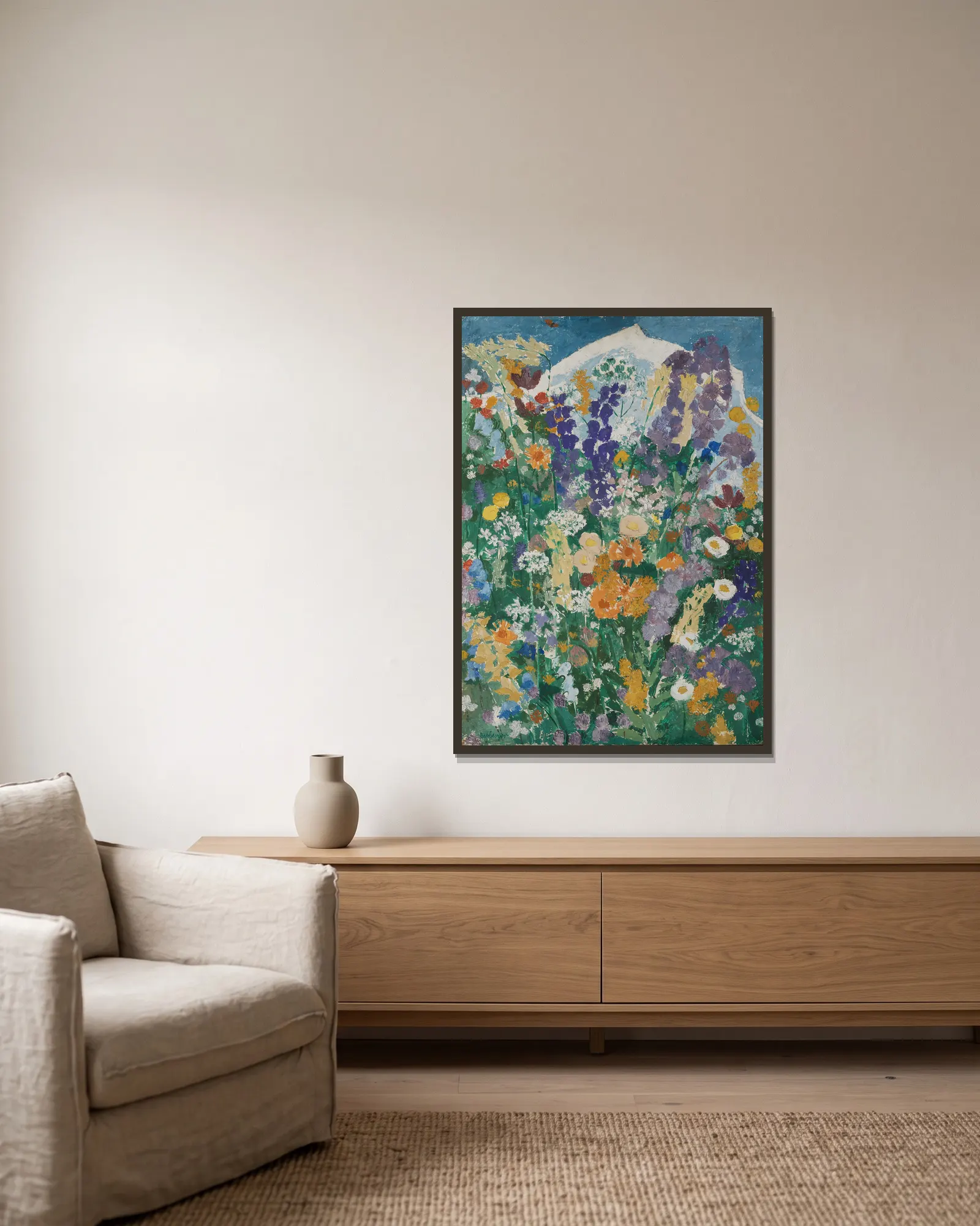 Blumen am Berg av August Babberger inramad på en vägg