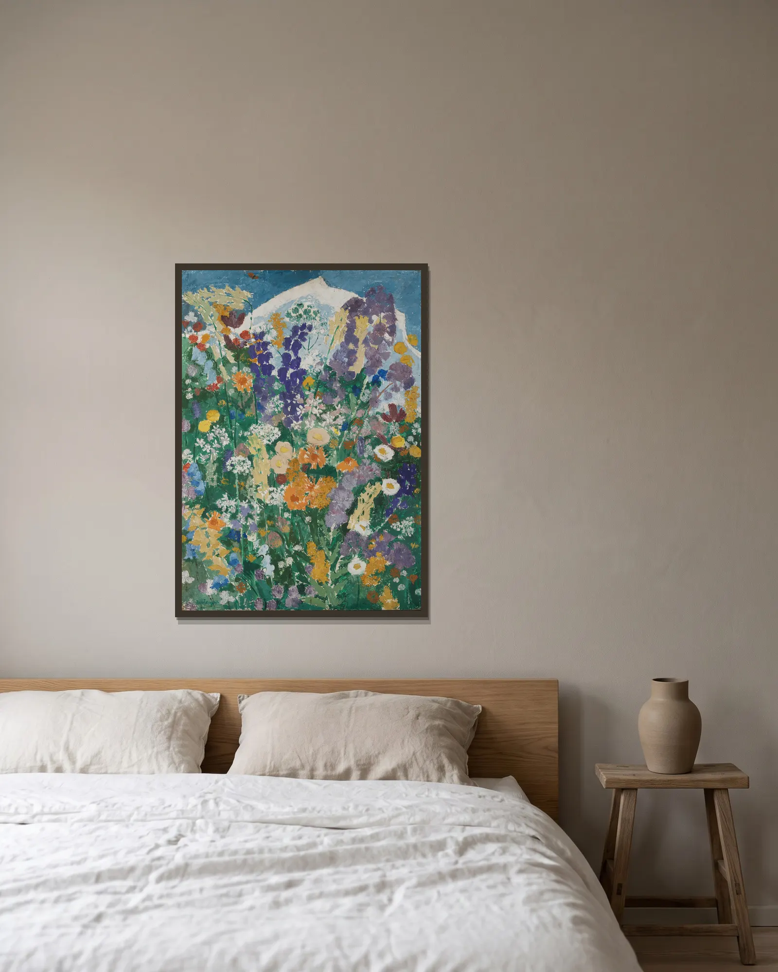 Blumen am Berg av August Babberger inramad på en vägg