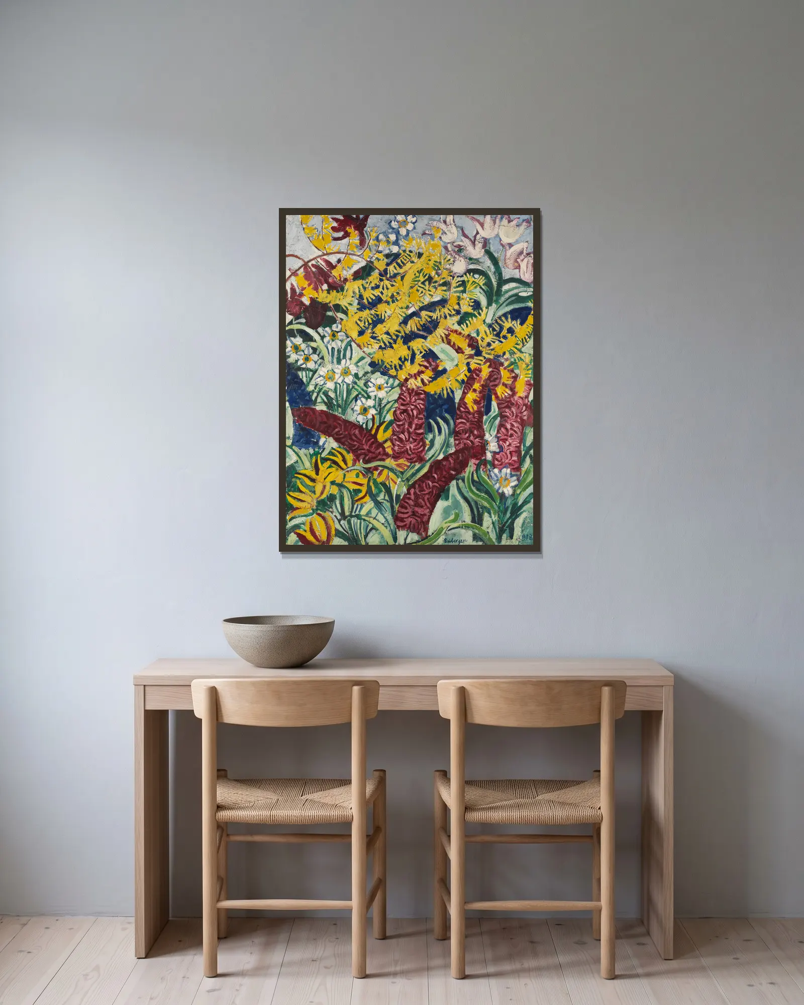 Gartenblumen I av August Babberger inramad på en vägg