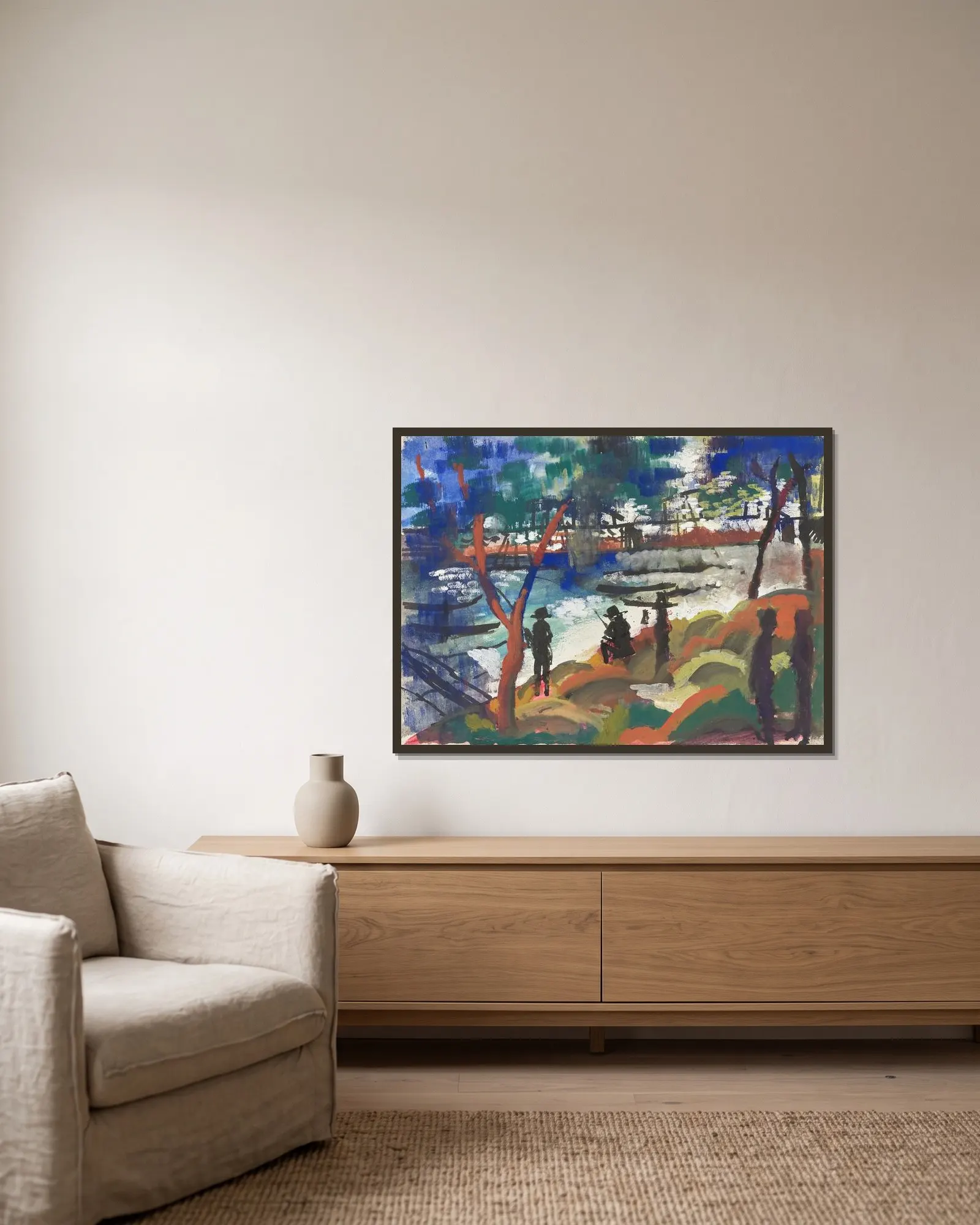 Angler am Fluss av August Macke inramad på en vägg