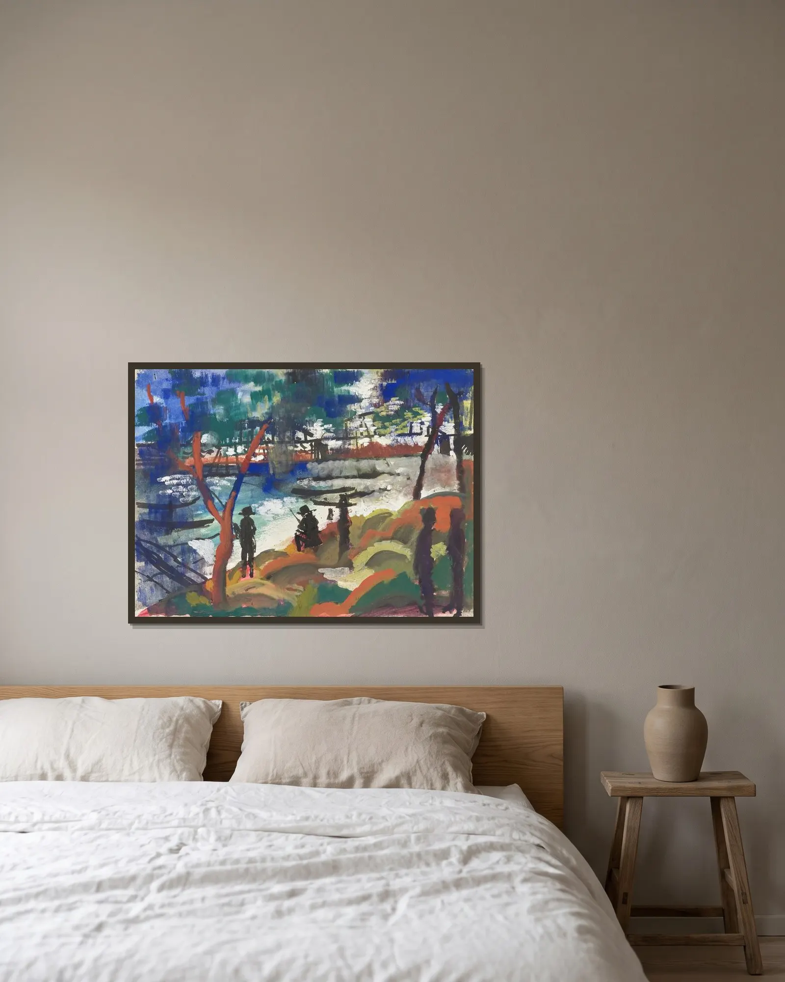 Angler am Fluss av August Macke inramad på en vägg