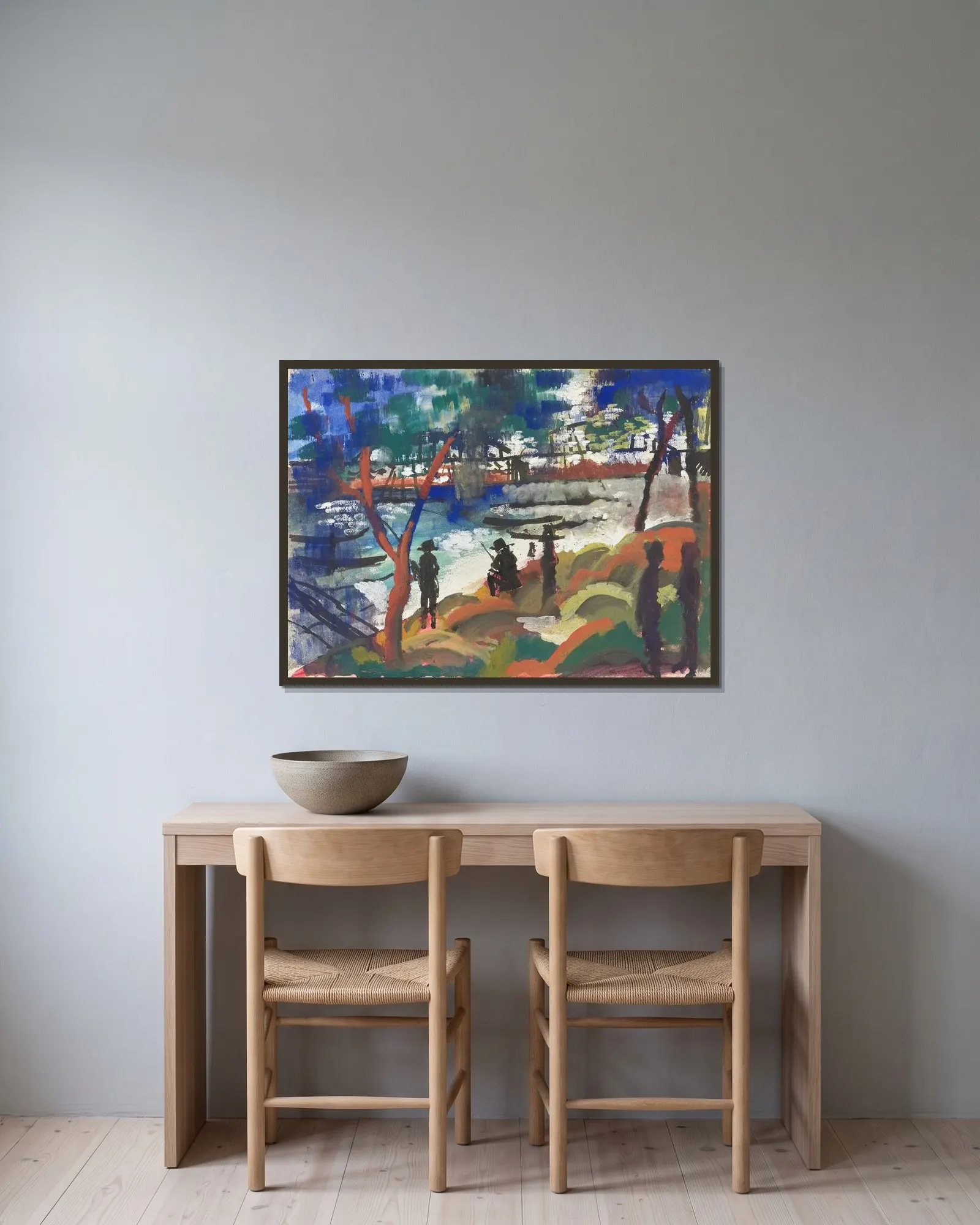 Angler am Fluss av August Macke inramad på en vägg