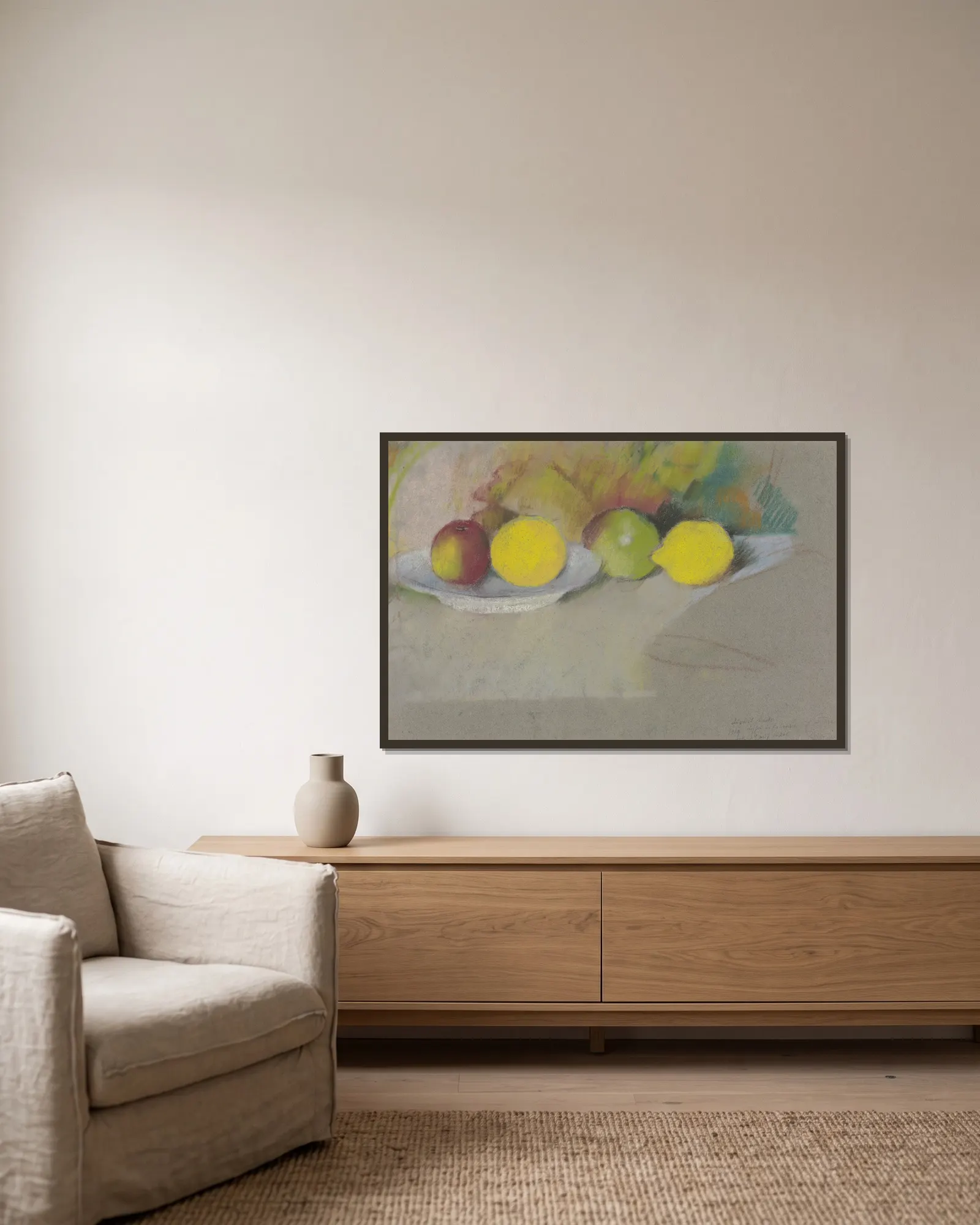 Apples and lemons av August Macke inramad på en vägg
