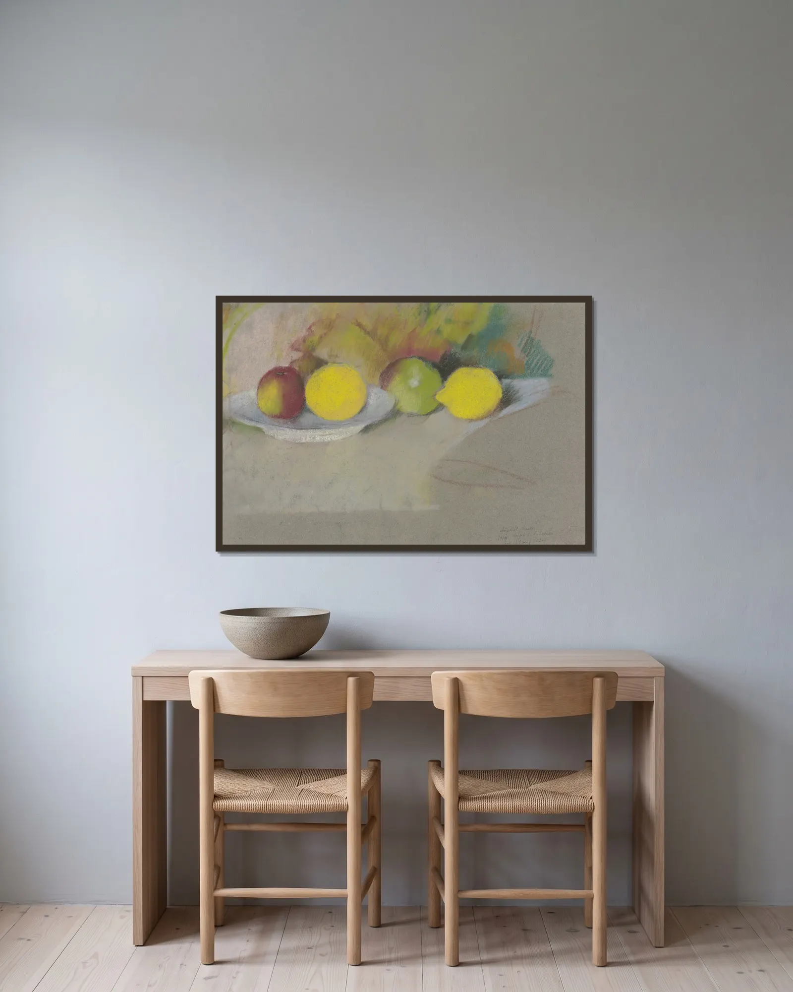 Apples and lemons av August Macke inramad på en vägg