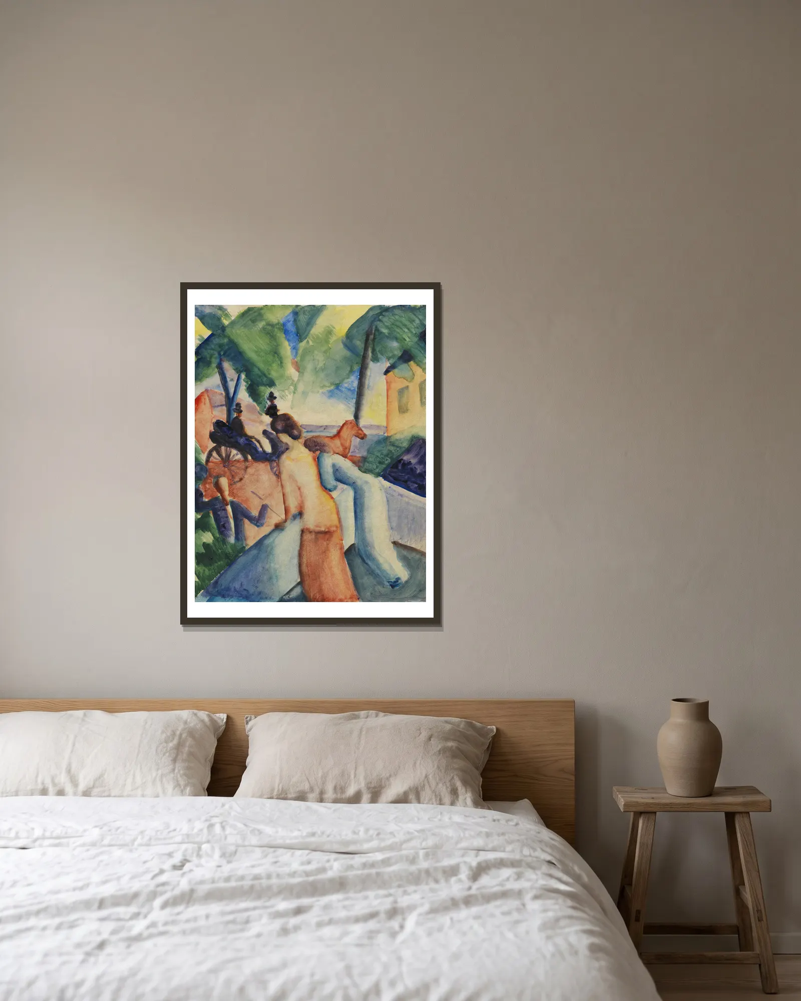 Begrüssung (Thunersee) av August Macke inramad på en vägg