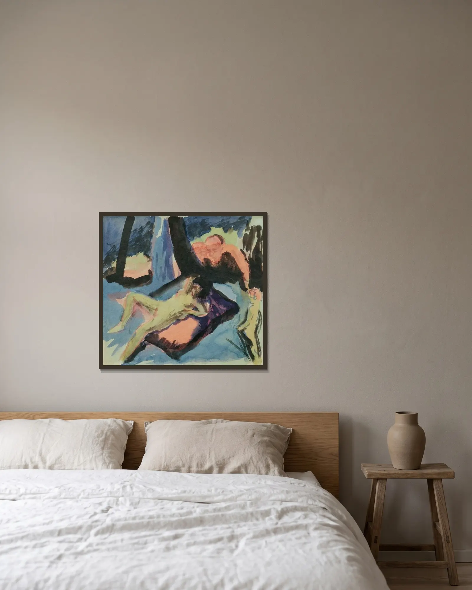 Composition II (Susanna im Bade) av August Macke inramad på en vägg