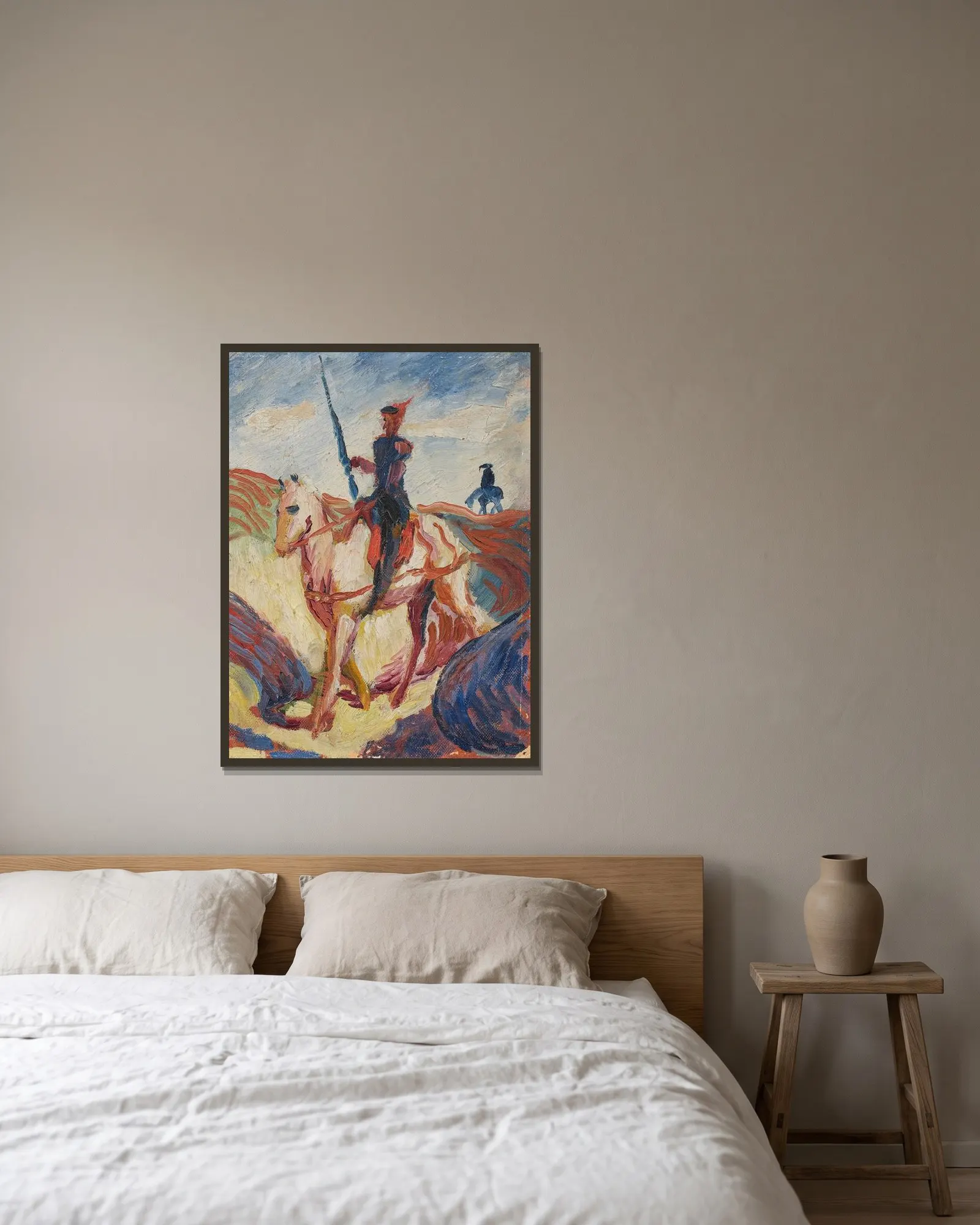 Don Quichotte av August Macke inramad på en vägg
