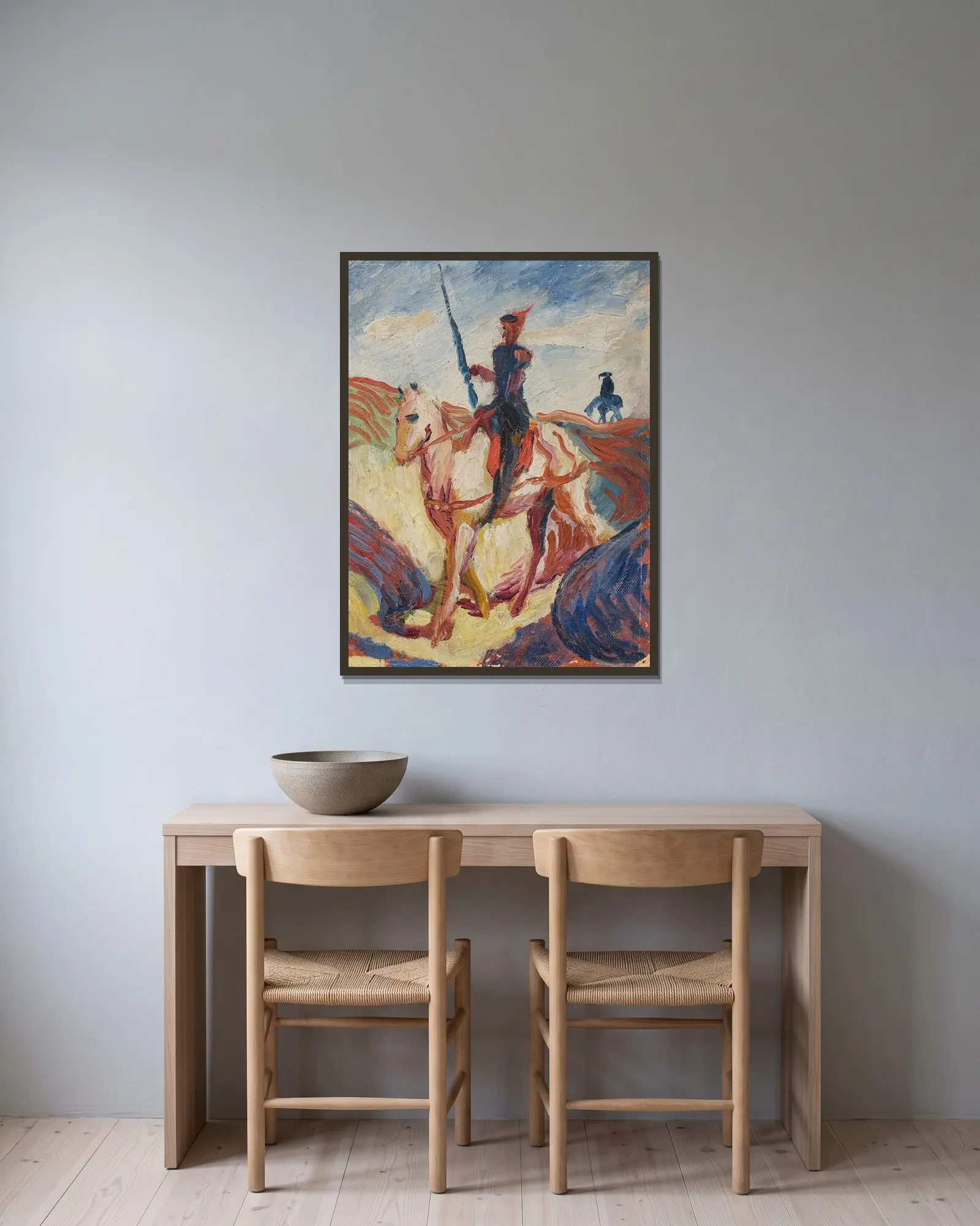 Don Quichotte av August Macke inramad på en vägg
