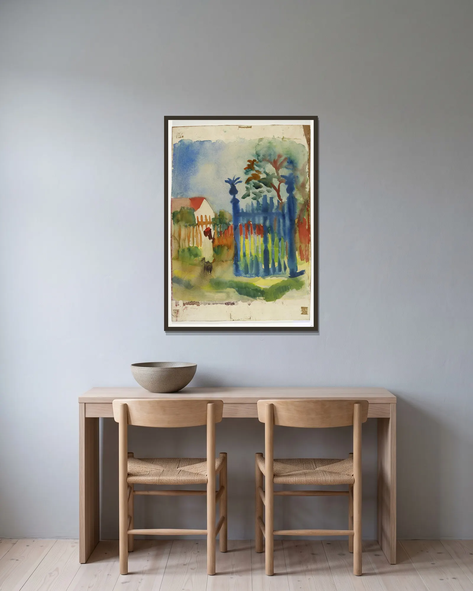 Garden gate av August Macke inramad på en vägg