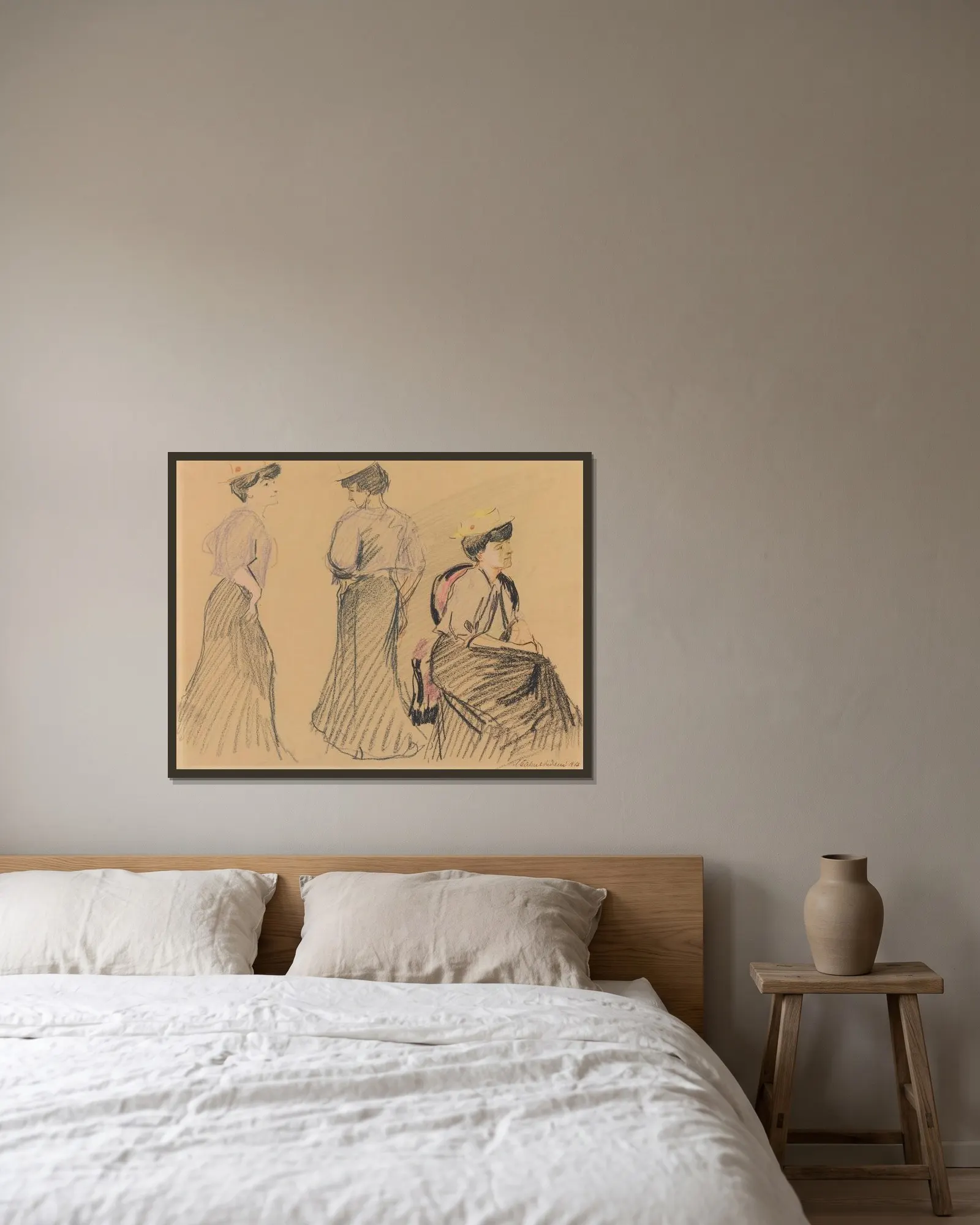 Mädchenstudien I av August Macke inramad på en vägg