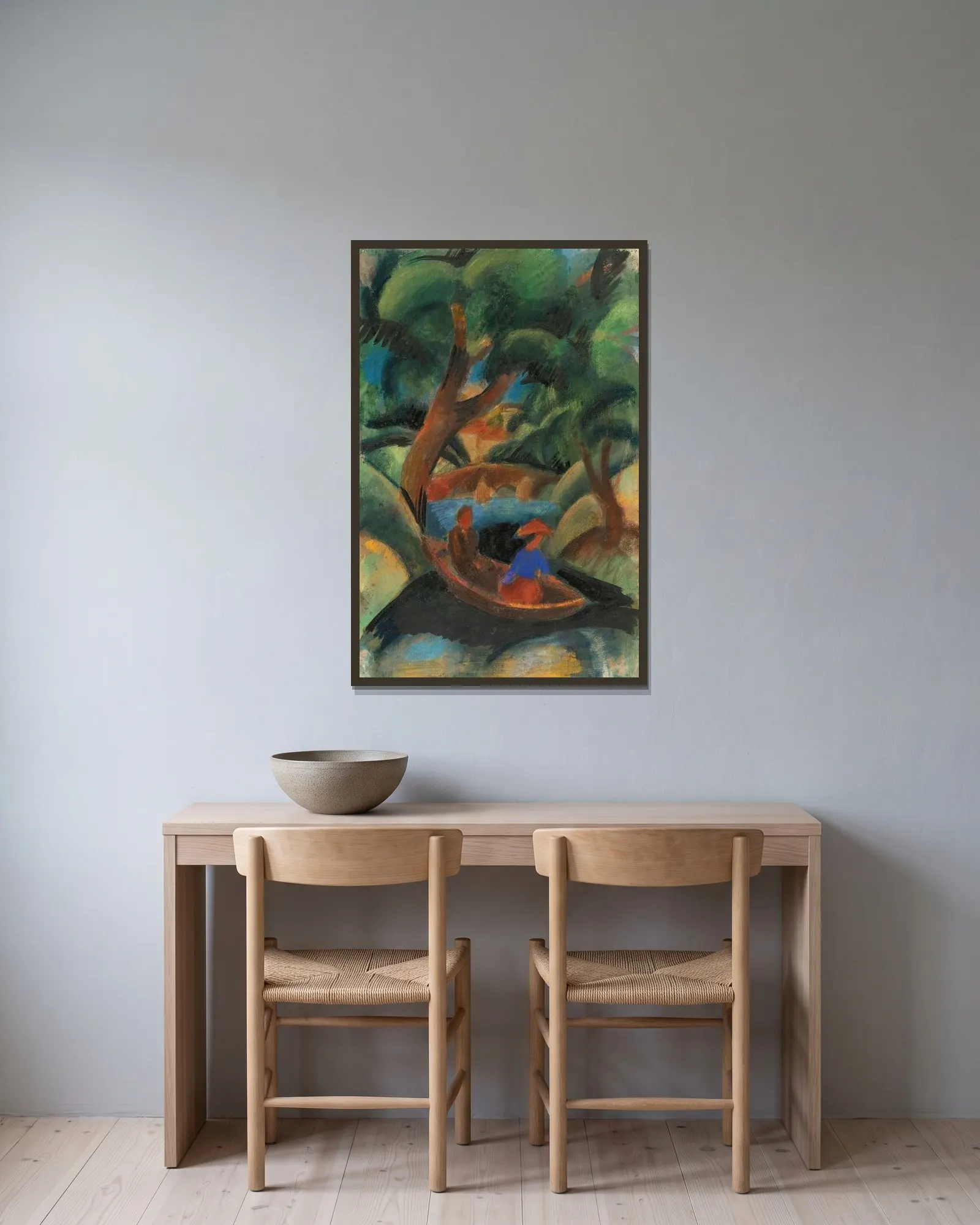 Paar im Nachen av August Macke inramad på en vägg