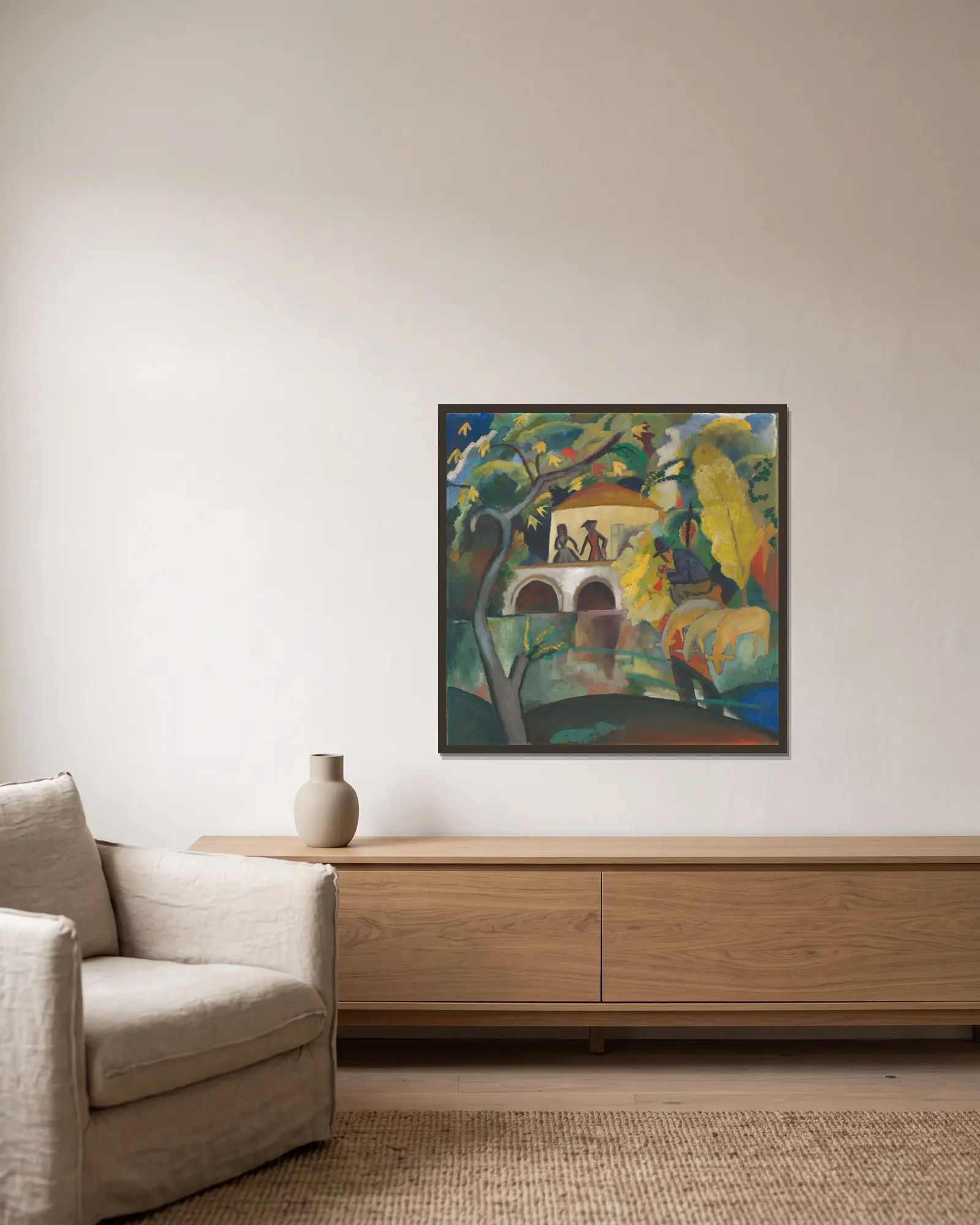 Rokoko av August Macke inramad på en vägg