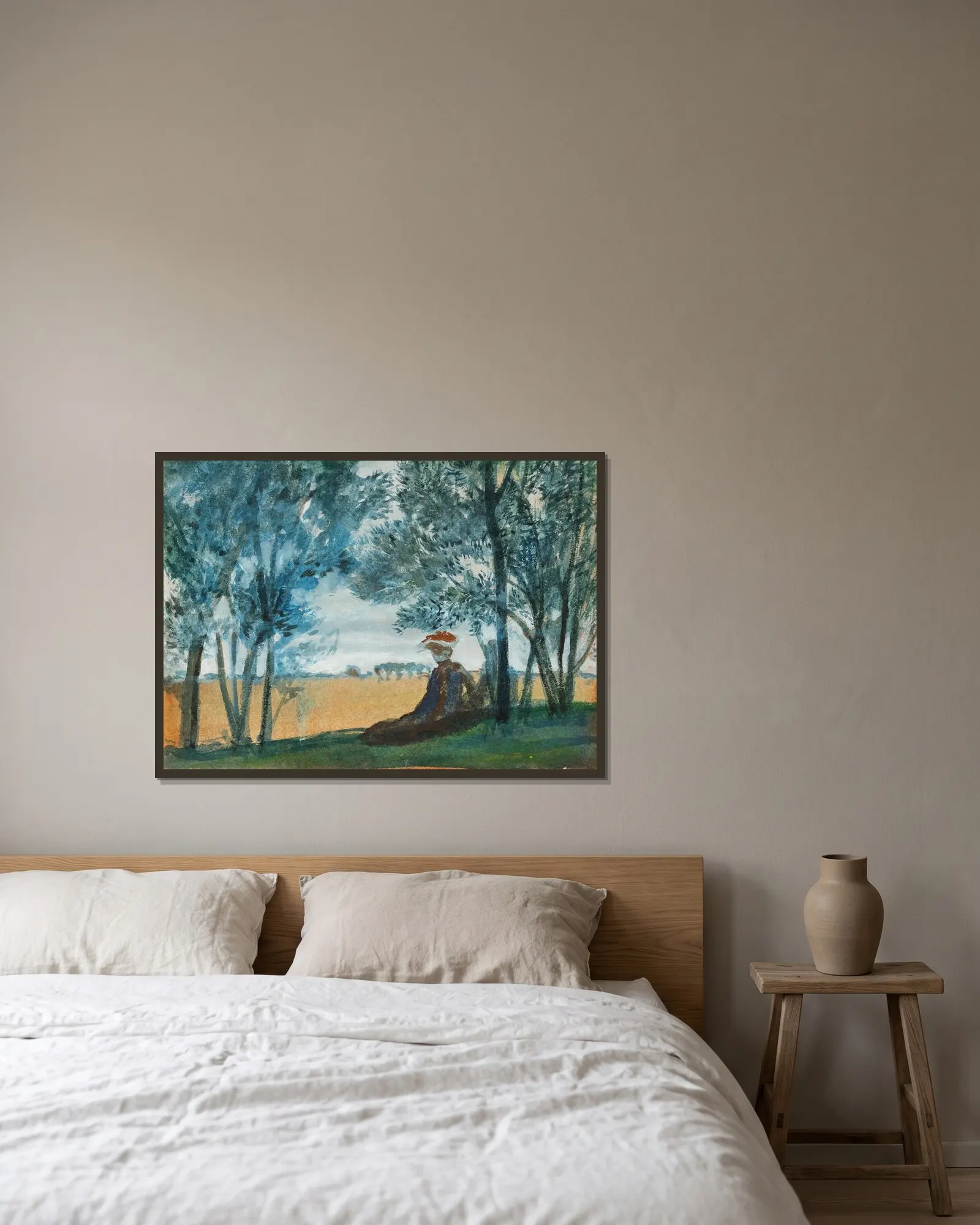 Sitzendes Paar in einer Landschaft av August Macke inramad på en vägg