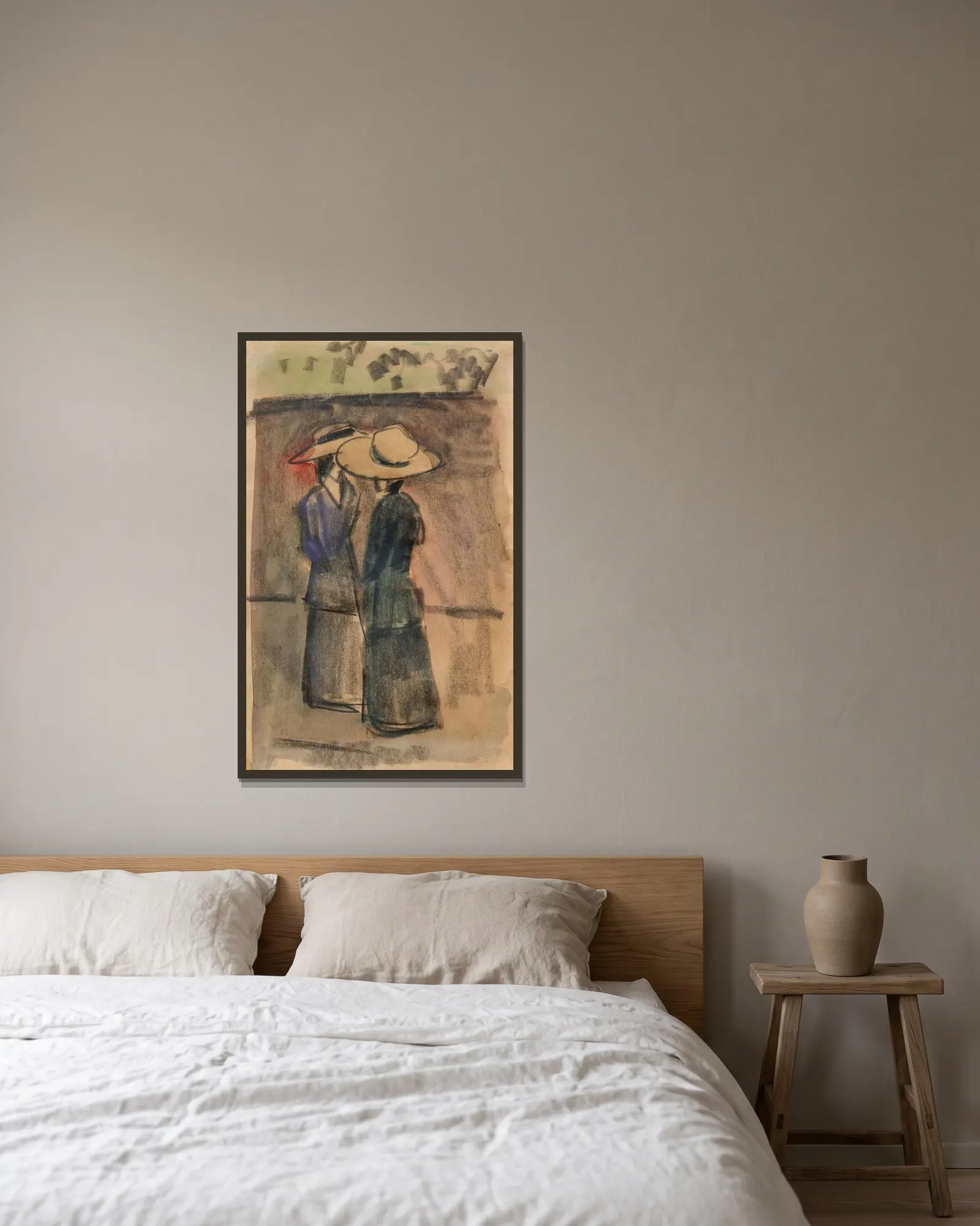 Zwei Frauen av August Macke inramad på en vägg
