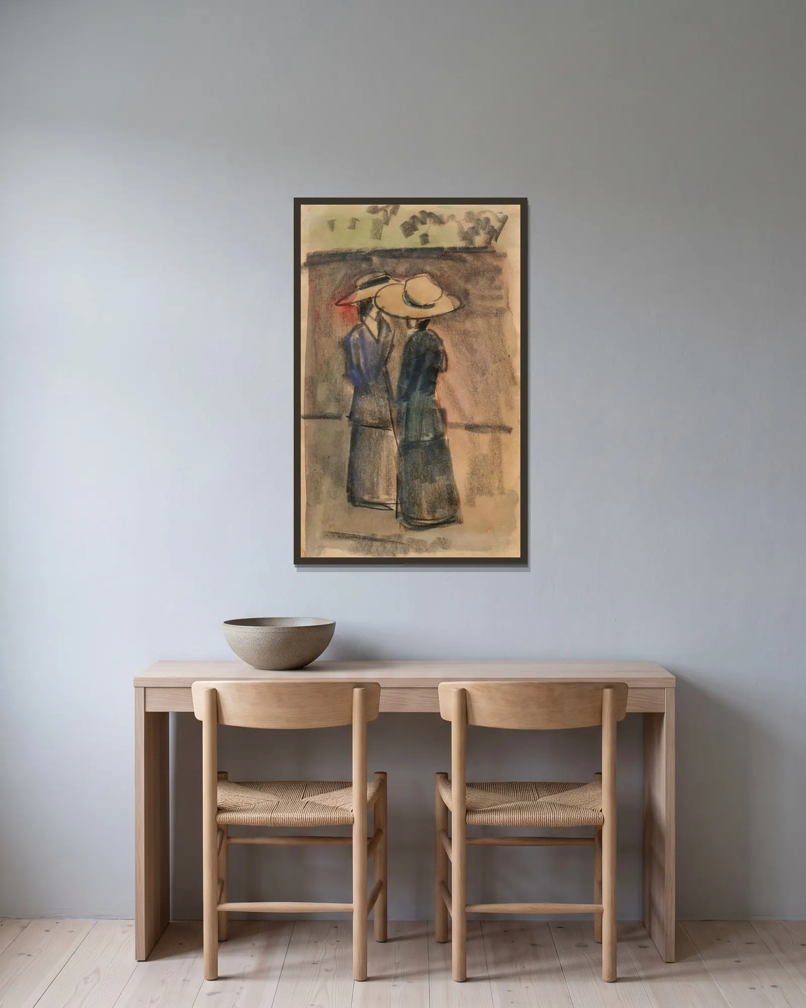 Zwei Frauen av August Macke inramad på en vägg
