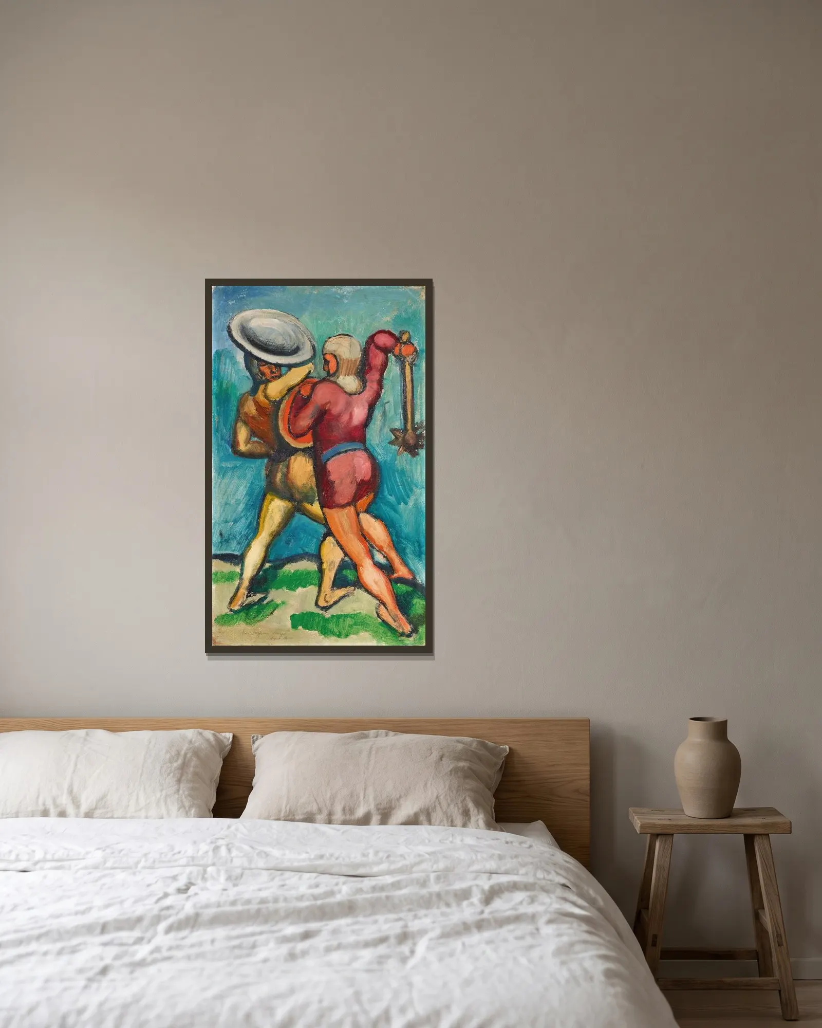 Zwei Kämpfende av August Macke inramad på en vägg
