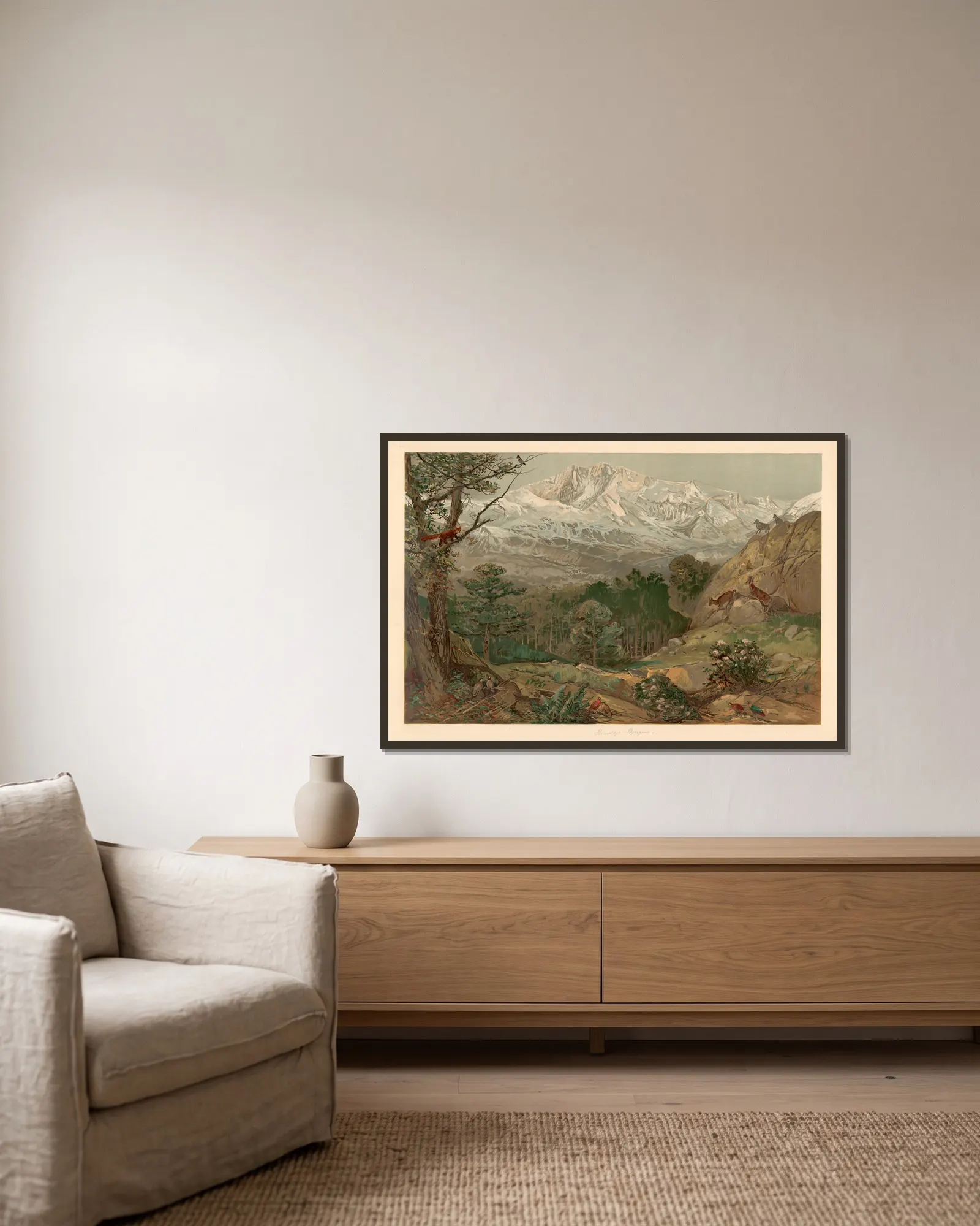 Himalayan Mountains av August Specht inramad på en vägg