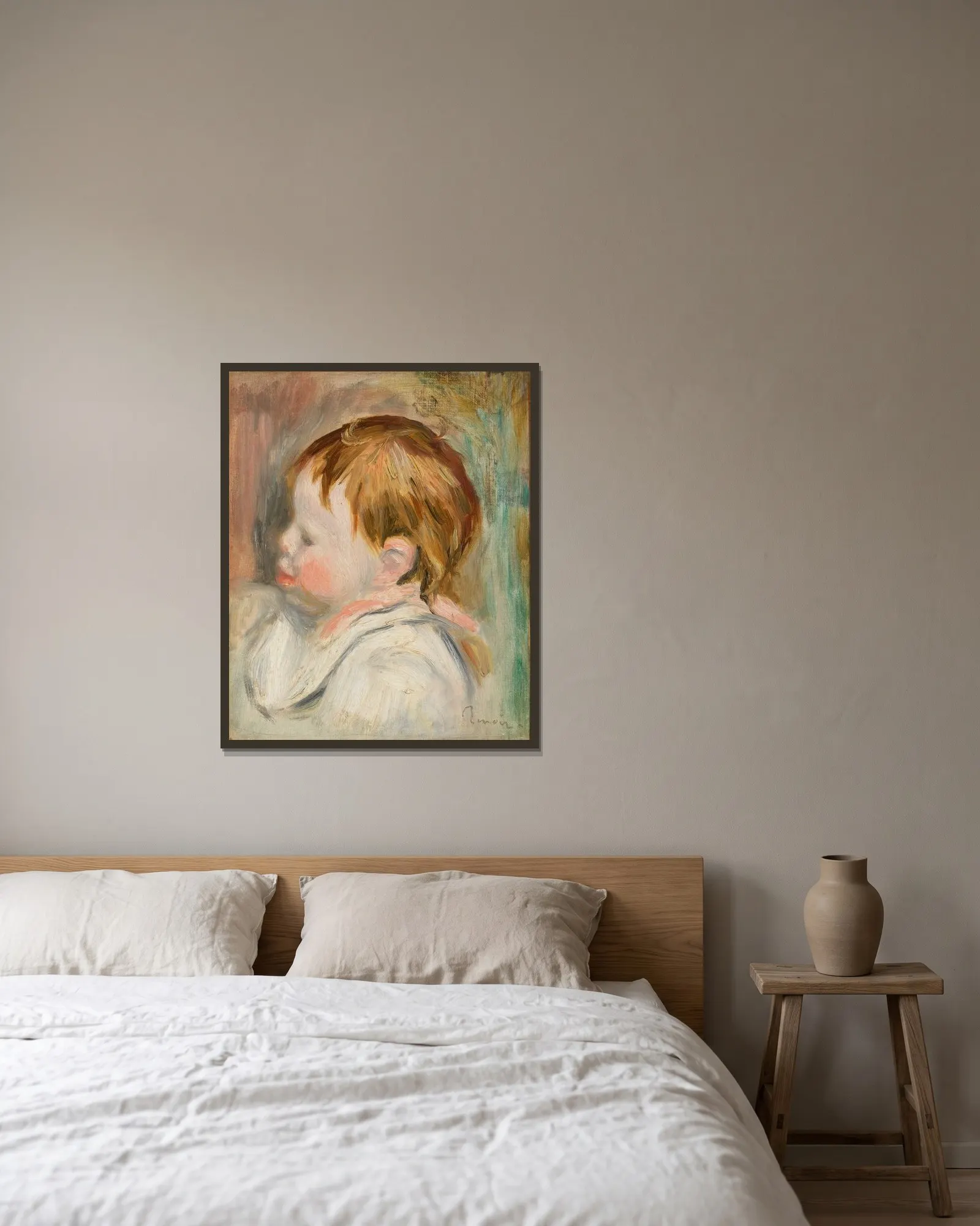 Baby’s Head (Tête d’enfant, profil à gauche) av Pierre-Auguste Renoir inramad på en vägg