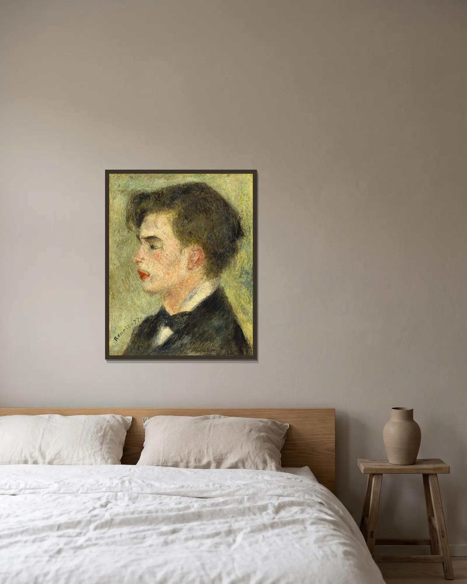 Georges Rivière av Pierre-Auguste Renoir inramad på en vägg
