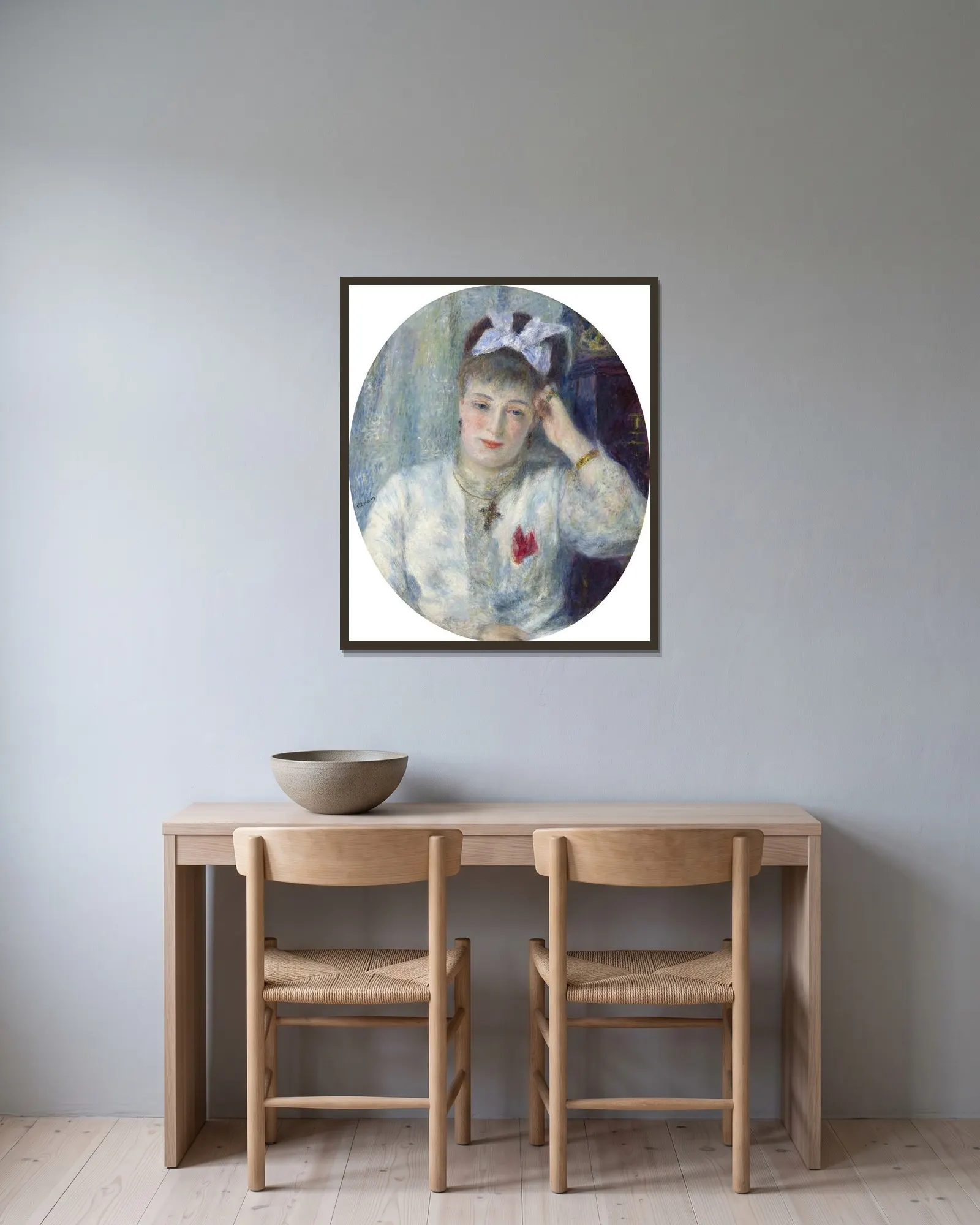 Marie Murer av Pierre-Auguste Renoir inramad på en vägg