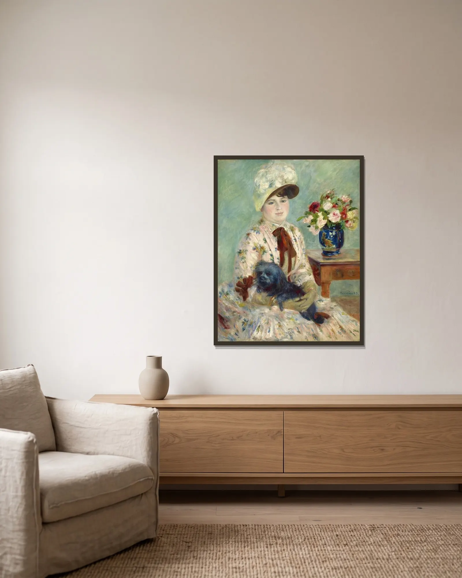 Mlle Charlotte Berthier av Pierre-Auguste Renoir inramad på en vägg