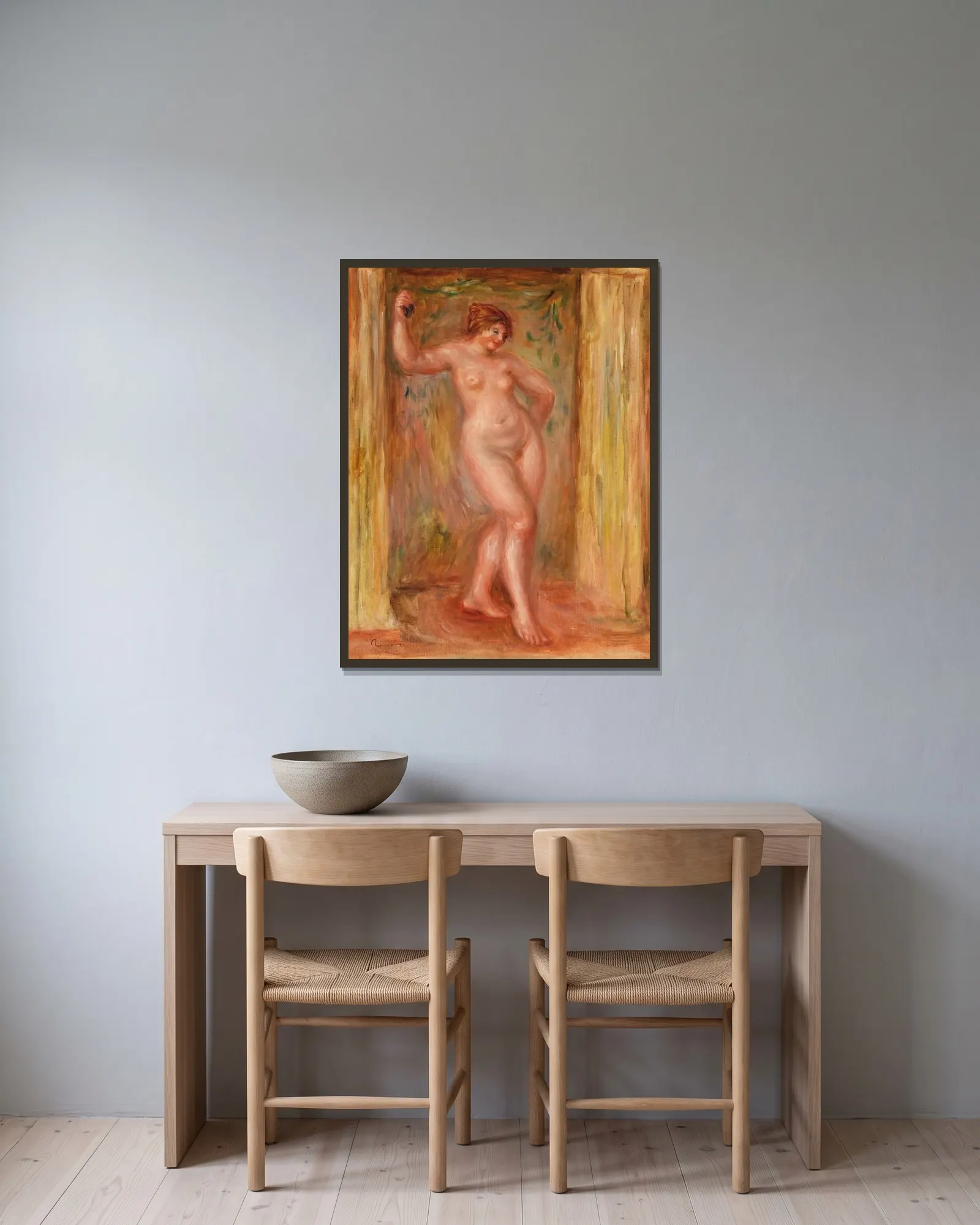 Nude with Castanets av Pierre-Auguste Renoir inramad på en vägg