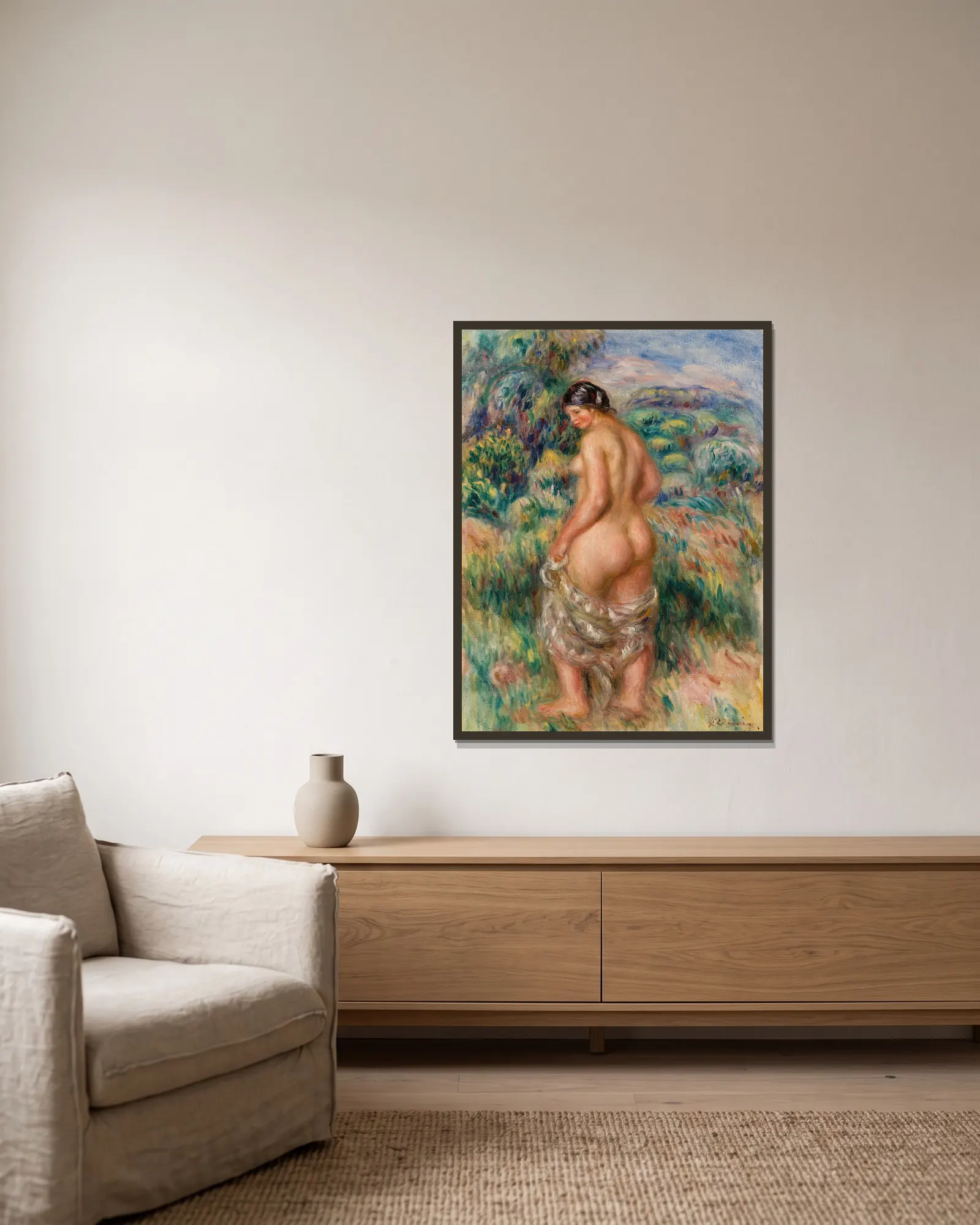 Standing Bather (Baigneuse debout) av Pierre-Auguste Renoir inramad på en vägg
