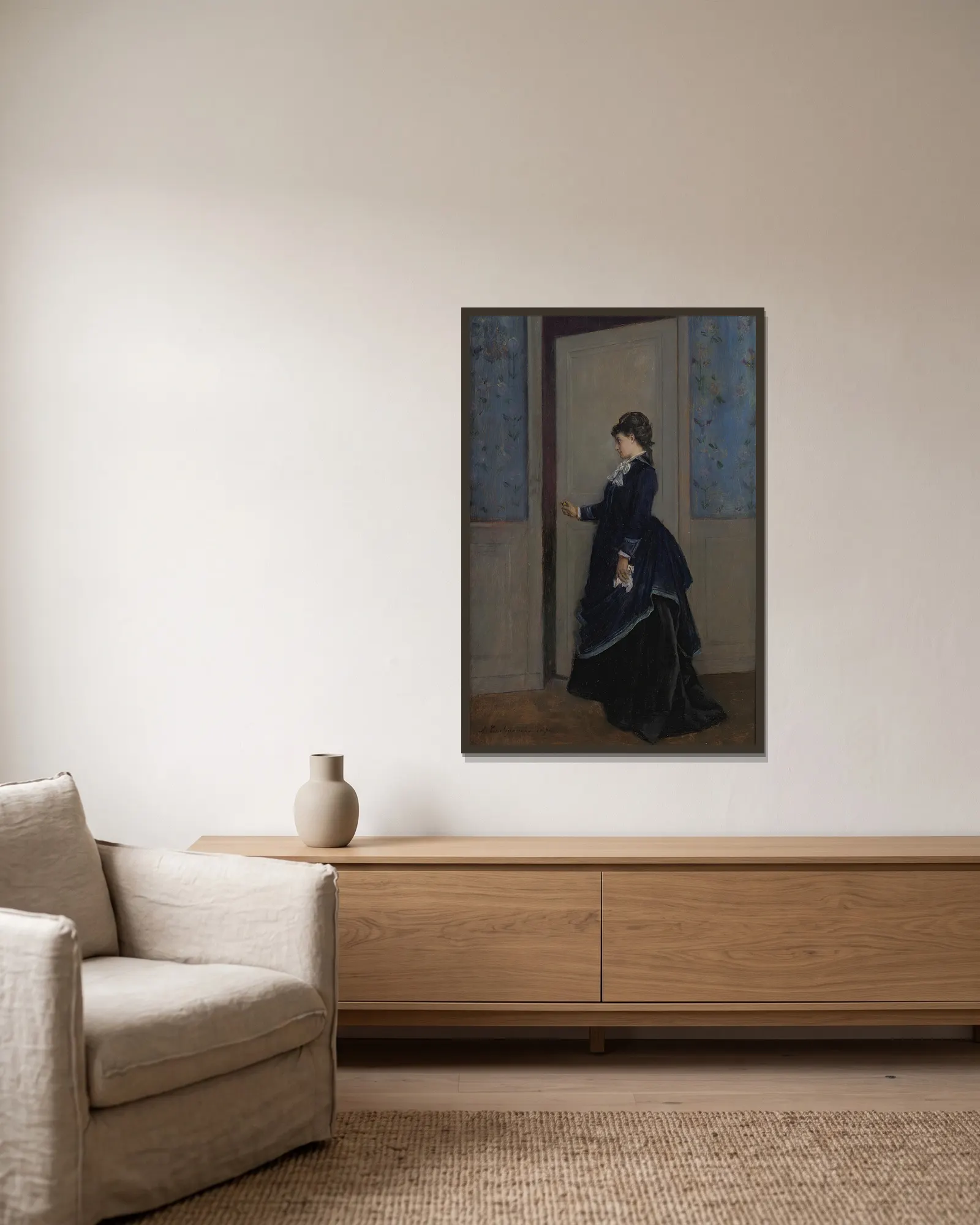 An Elegant Lady av Auguste Toulmouche inramad på en vägg