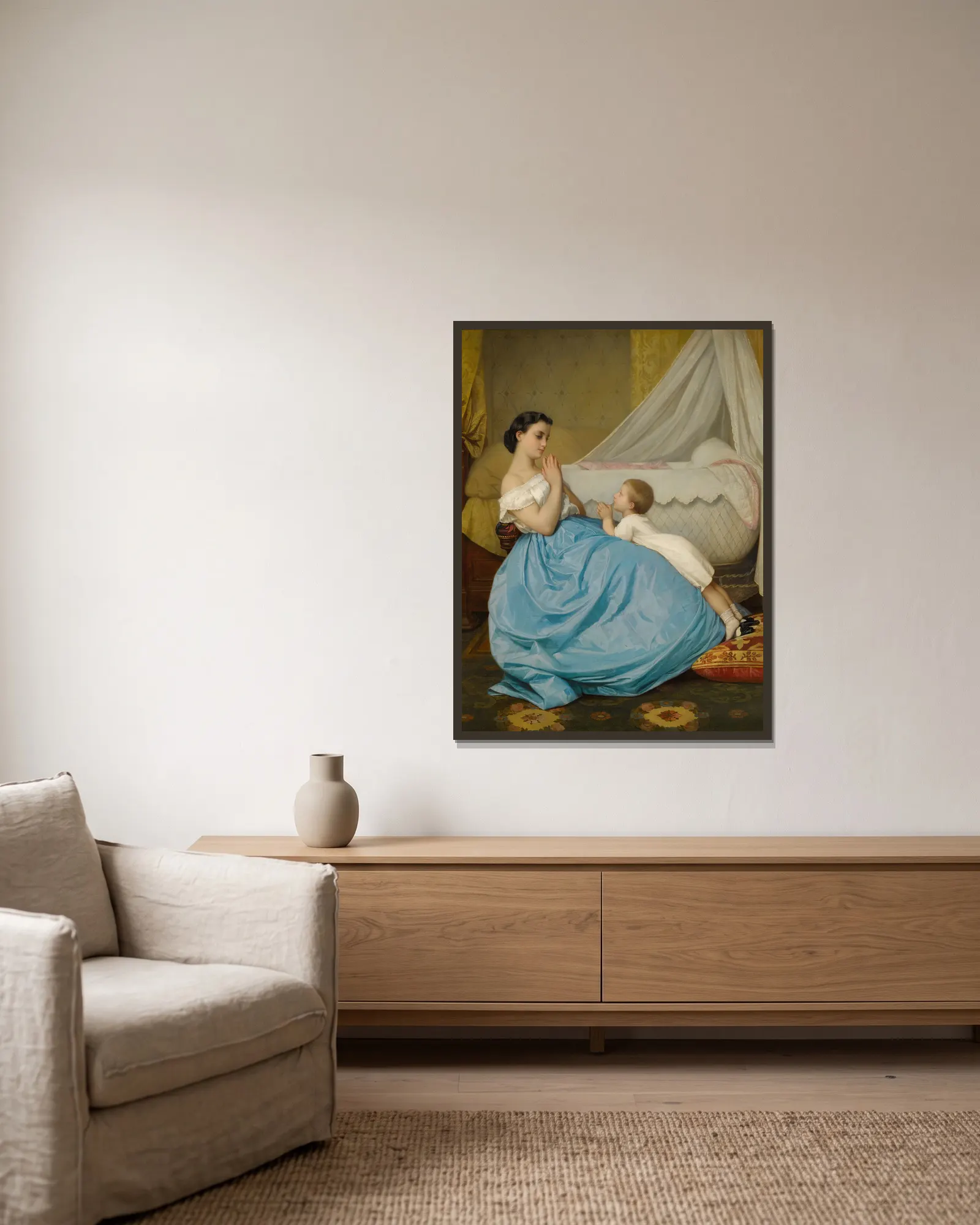 La Prière av Auguste Toulmouche inramad på en vägg