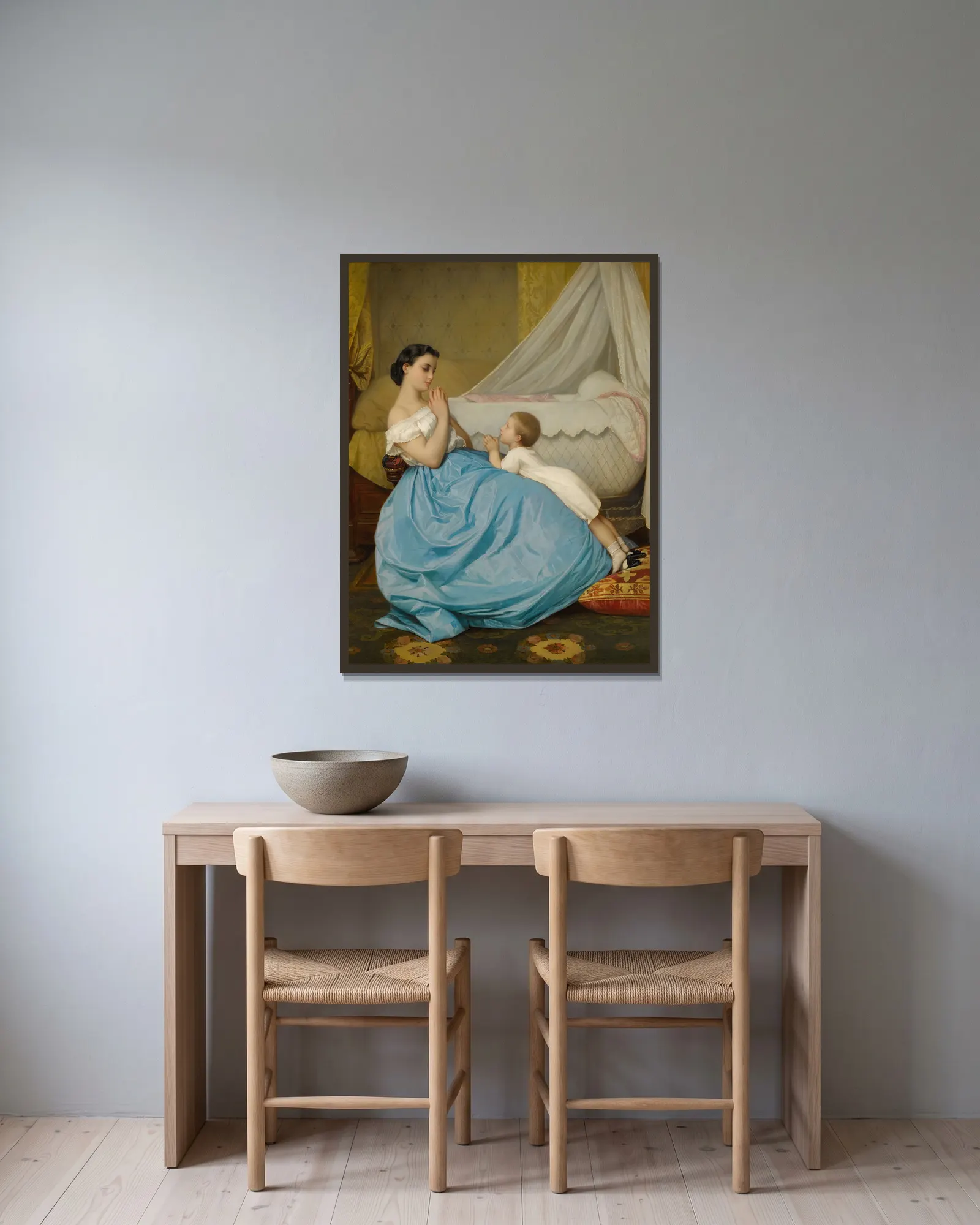 La Prière av Auguste Toulmouche inramad på en vägg