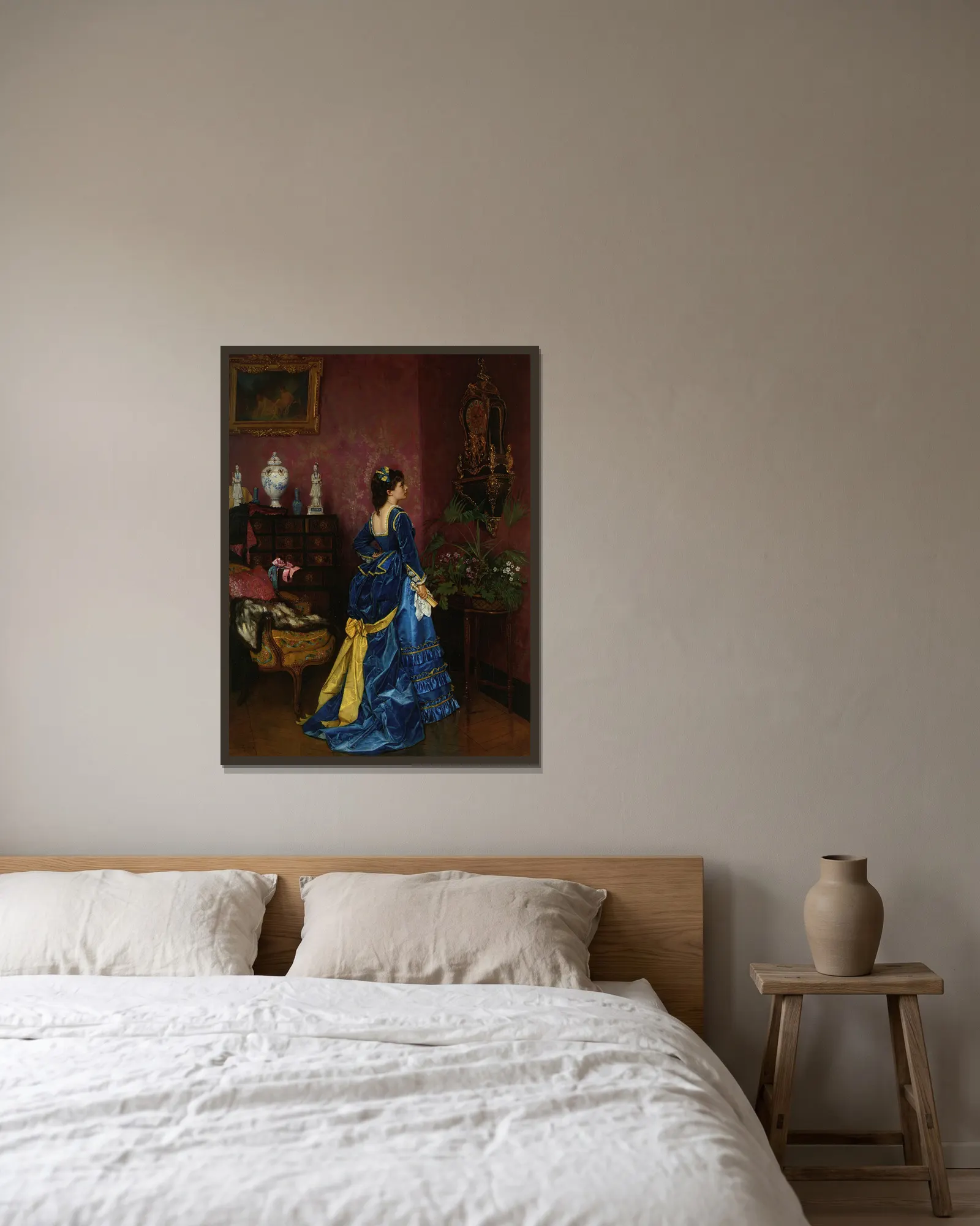 Le Robe Bleu av Auguste Toulmouche inramad på en vägg